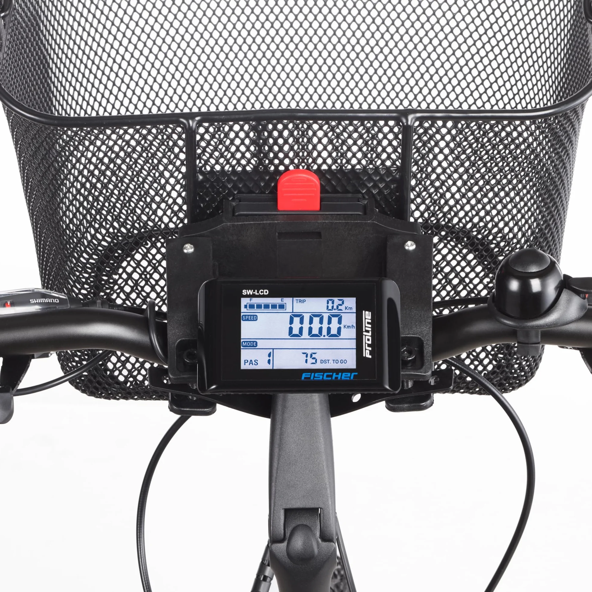 Fischer kosz na kierownicę z szybkim mocowaniem, zaprojektowany specjalnie do rowerów elektrycznych, nośność 5 kg, pasuje do wszystkich powszechnie stosowanych wyświetlaczy o szerokości 9 cm, m. in
