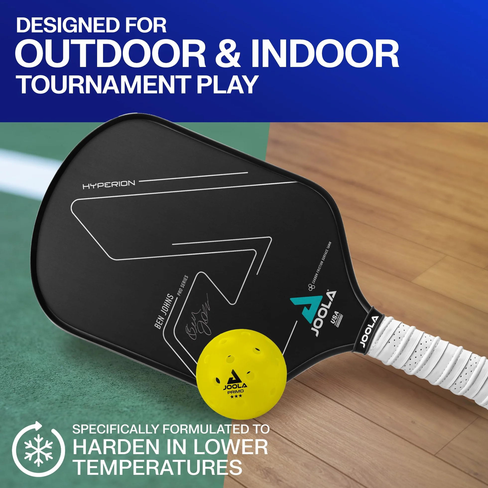 JOOLA Piłka Pickleball Primo 3 gwiazdki, 26 g, średnica 74 mm, certyfikat USAPA