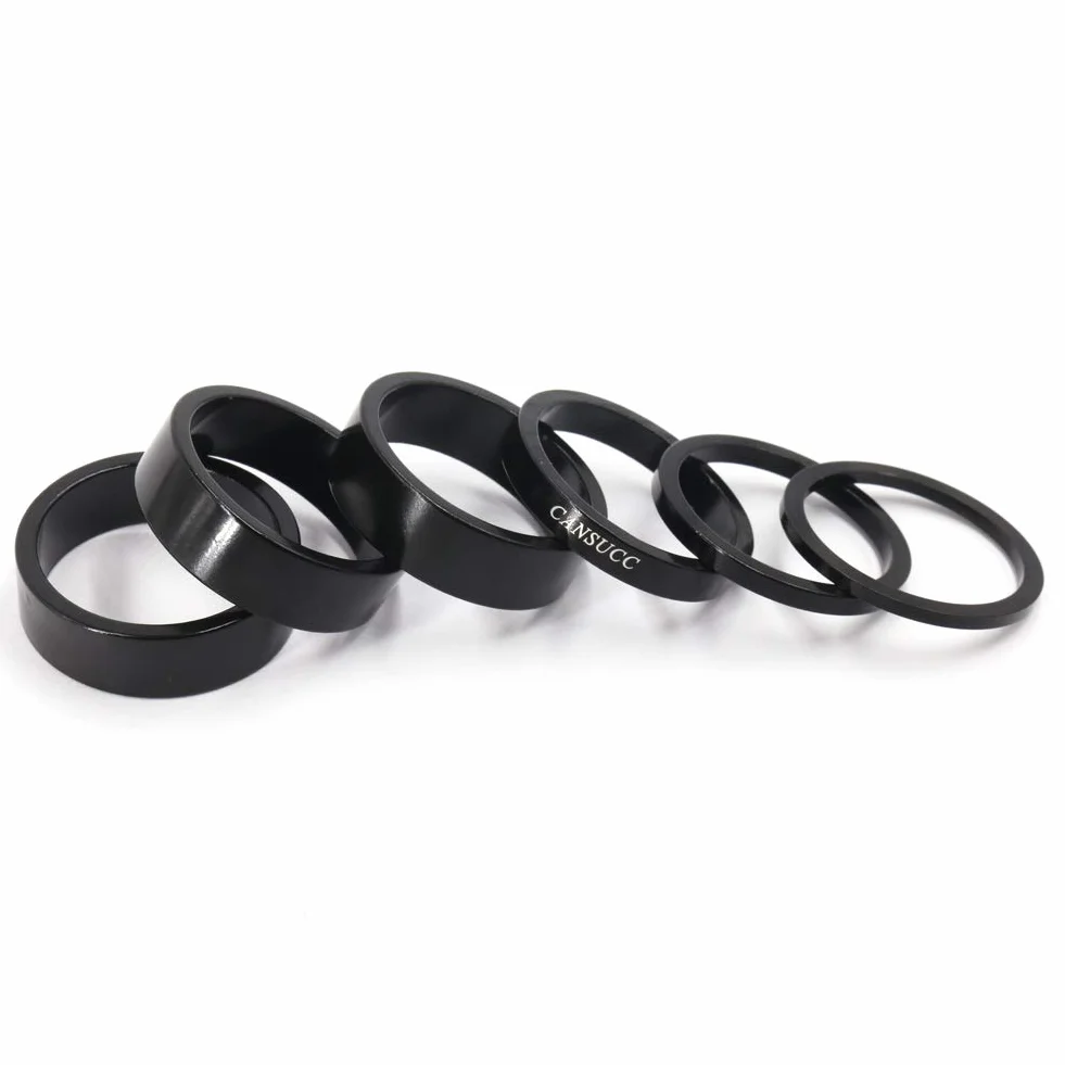 GoHZQ 6 sztuk dystansowe zestawu słuchawkowego 1 1/20.3 cm, podkładki dystansowe ze stopu aluminium do rowerów, 28,6 mm MTB rower szosowy podkładki dystansowe 2 mm/3 mm/5 mm/3 x 10 mm, czarne