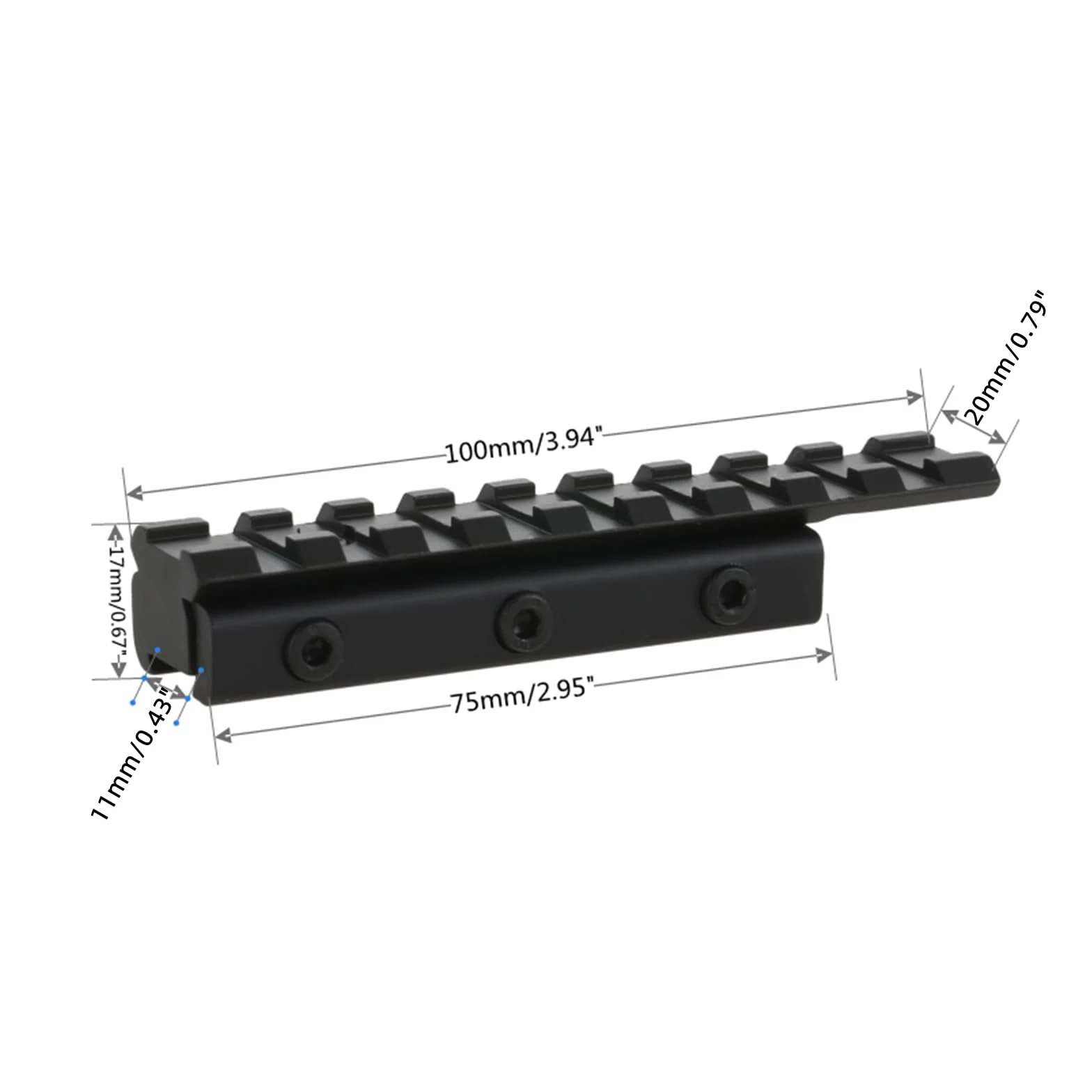 Dophee Adapter przedłużający jaskółczy ogon do Picatinny 11-20 mm