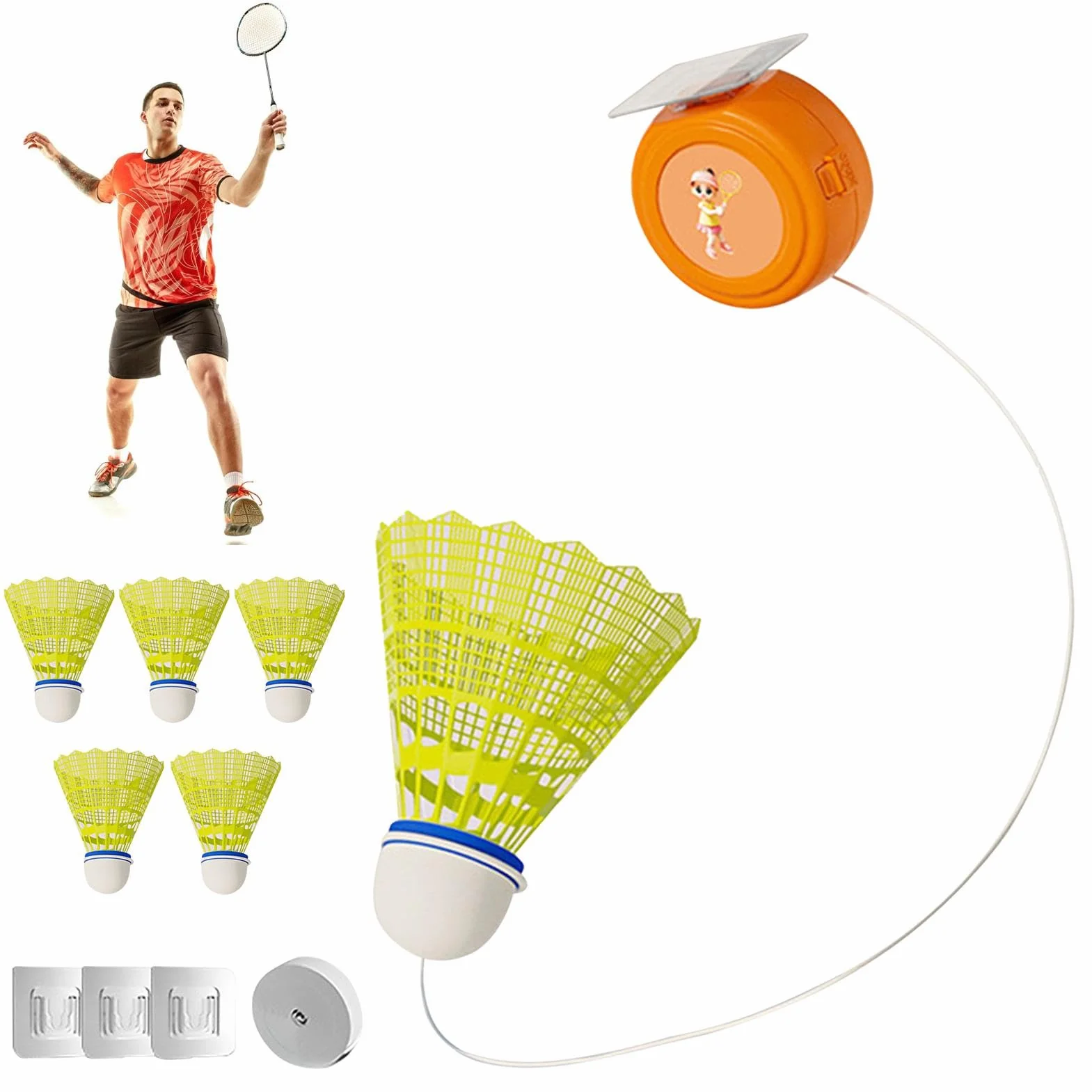 Badminton Rebound Trainer, regulowany przenośny sprzęt treningowy do badmintona dla jednego gracza