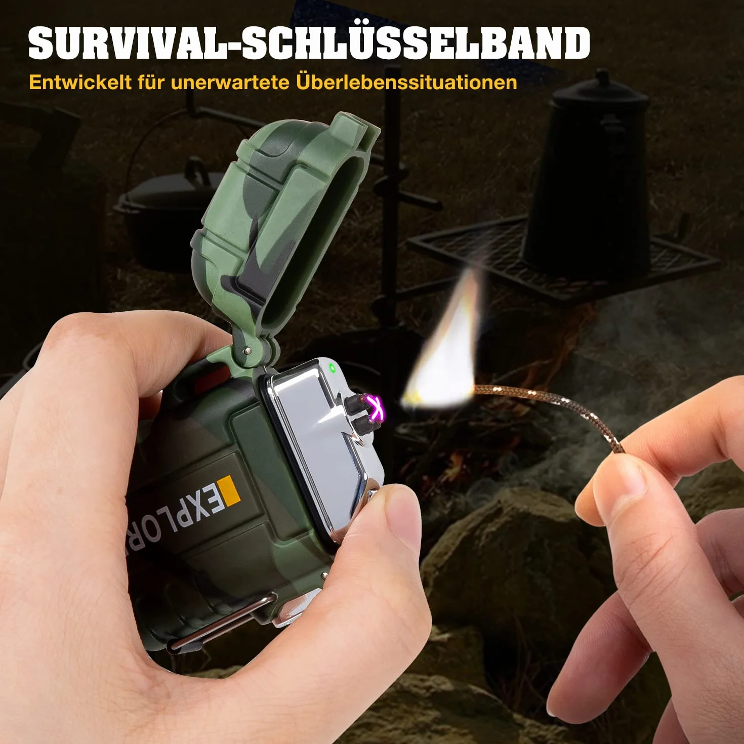 LcFun Elektryczna zapalniczka plazmowa wodoszczelna wiatroszczelna do ponownego ładowania survivalowa