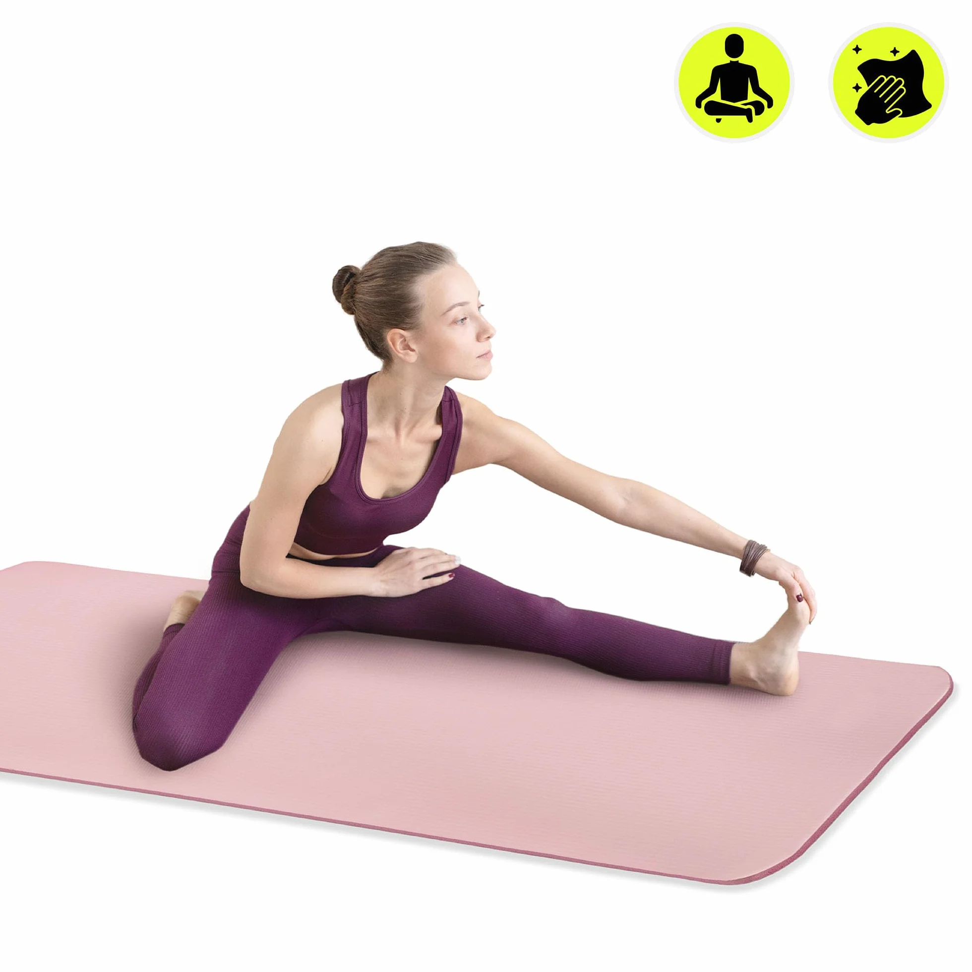 HyperMotion Mata do Ćwiczeń Fitness i Jogi NBR 183x61x0,8 cm Różowa, Antypoślizgowa, 8 mm, z Paskiem do Ćwiczeń i Przenoszenia, do Jogi, Pilatesu i Stretchingu