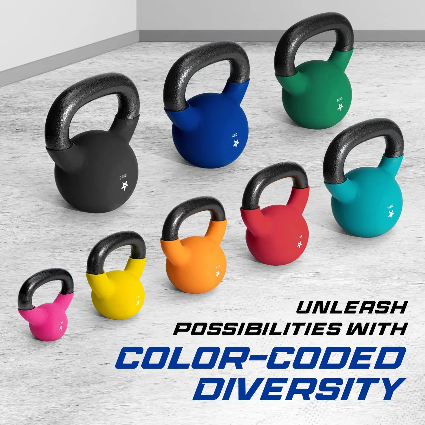 Yes4All Kettlebell lite żeliwo 16 kg, powlekane neoprenem, ciemnoniebieskie do treningu siłowego