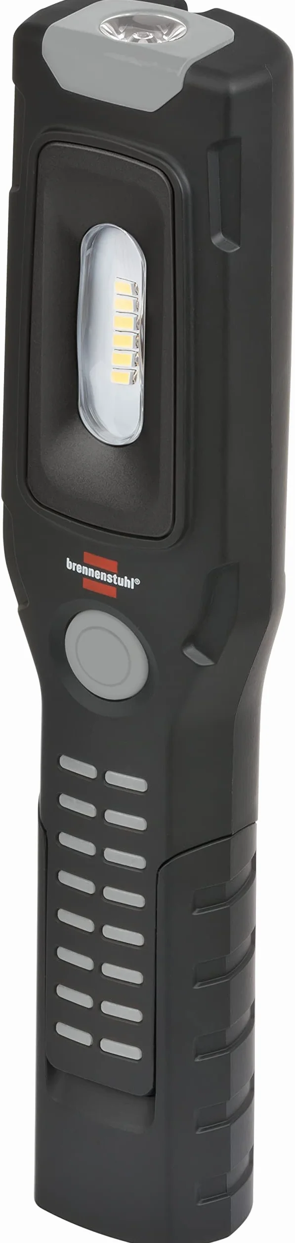 Brennenstuhl Latarka HL 500 A/lampa warsztatowa z magnesem i 6 diodami SMD-LED (latarka taktyczna o max. czasie swiecenia 10h, 500+120lm, hak obrotowy 360°, zginana stopka mocujaca)