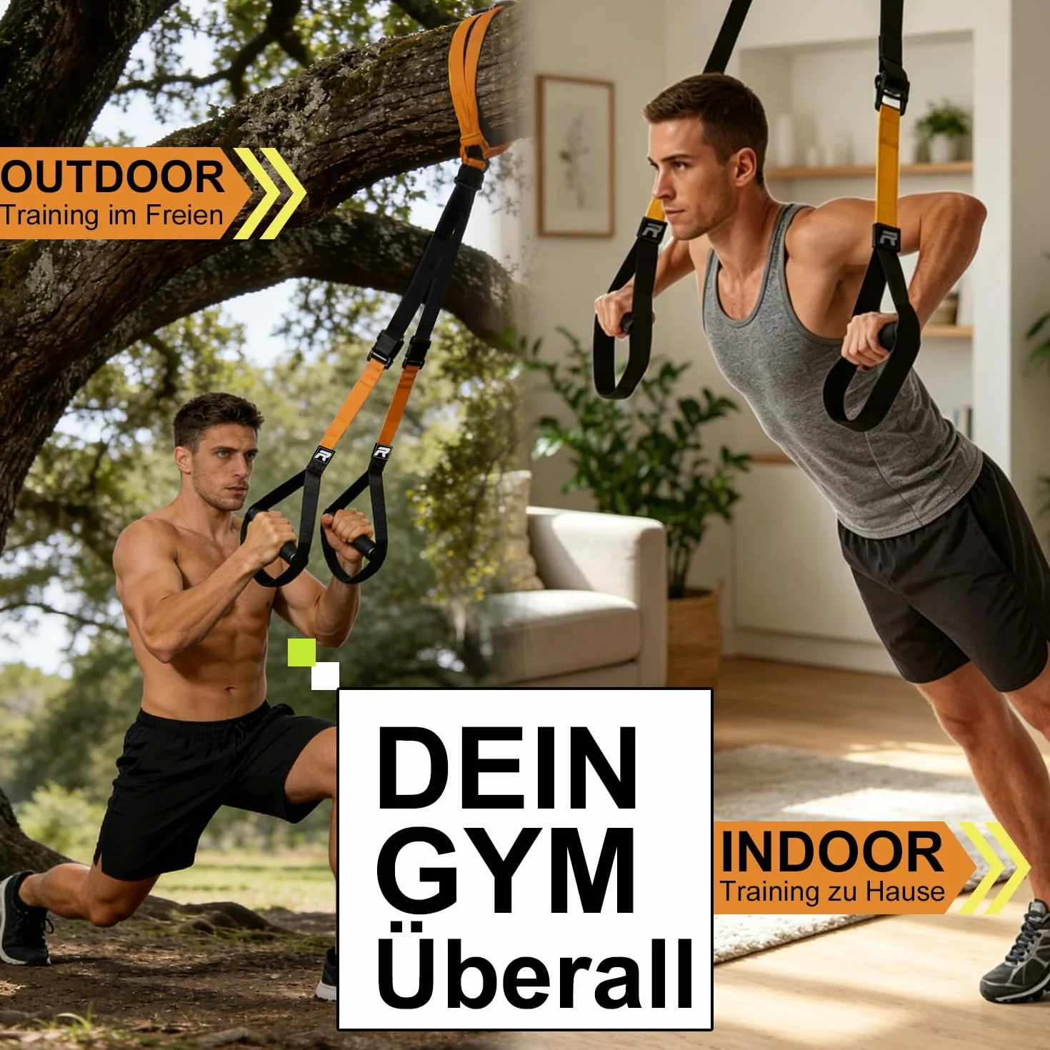 RHINOSPORT Sling Trainer Zestaw taśm treningowych regulowana z kotwicą drzwiową