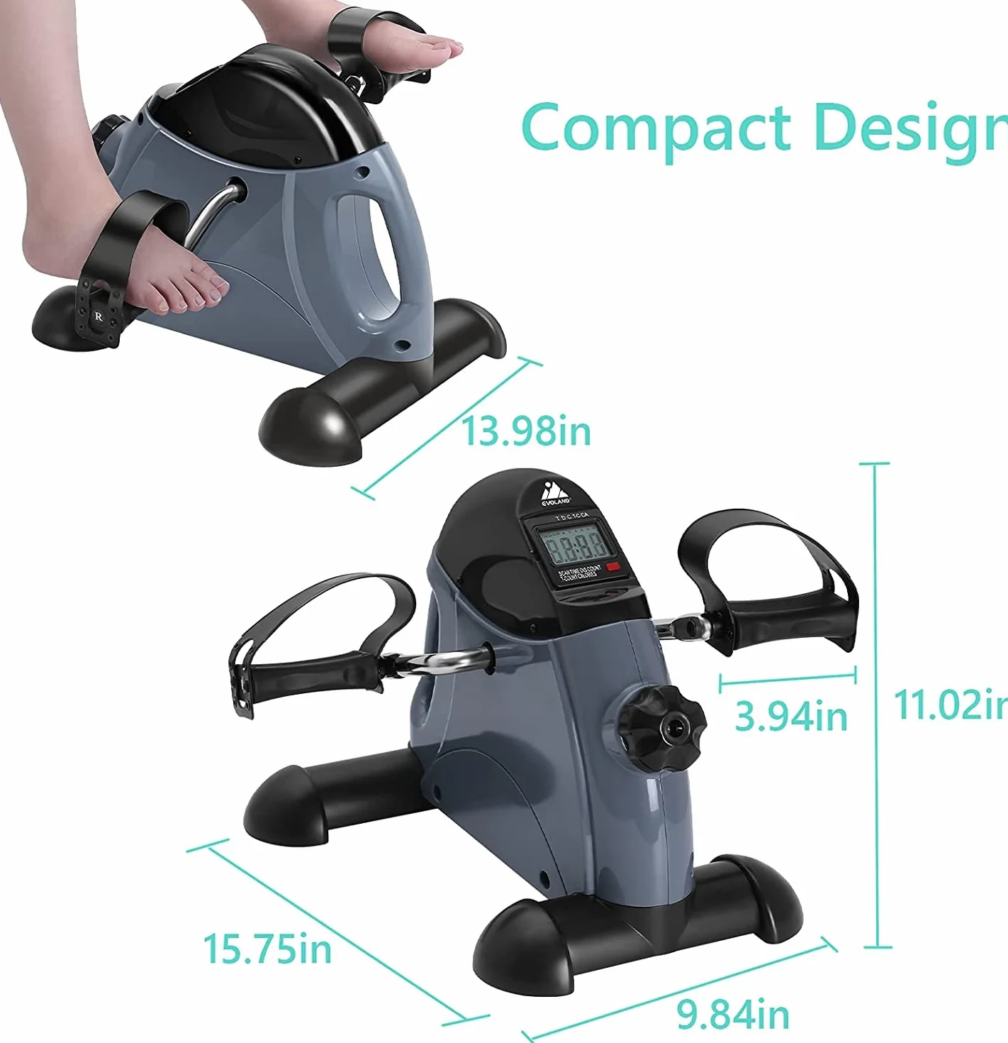 EVOLAND Mini rower treningowy, przenośny statyczny, przyrząd do ćwiczeń nóg i ramion