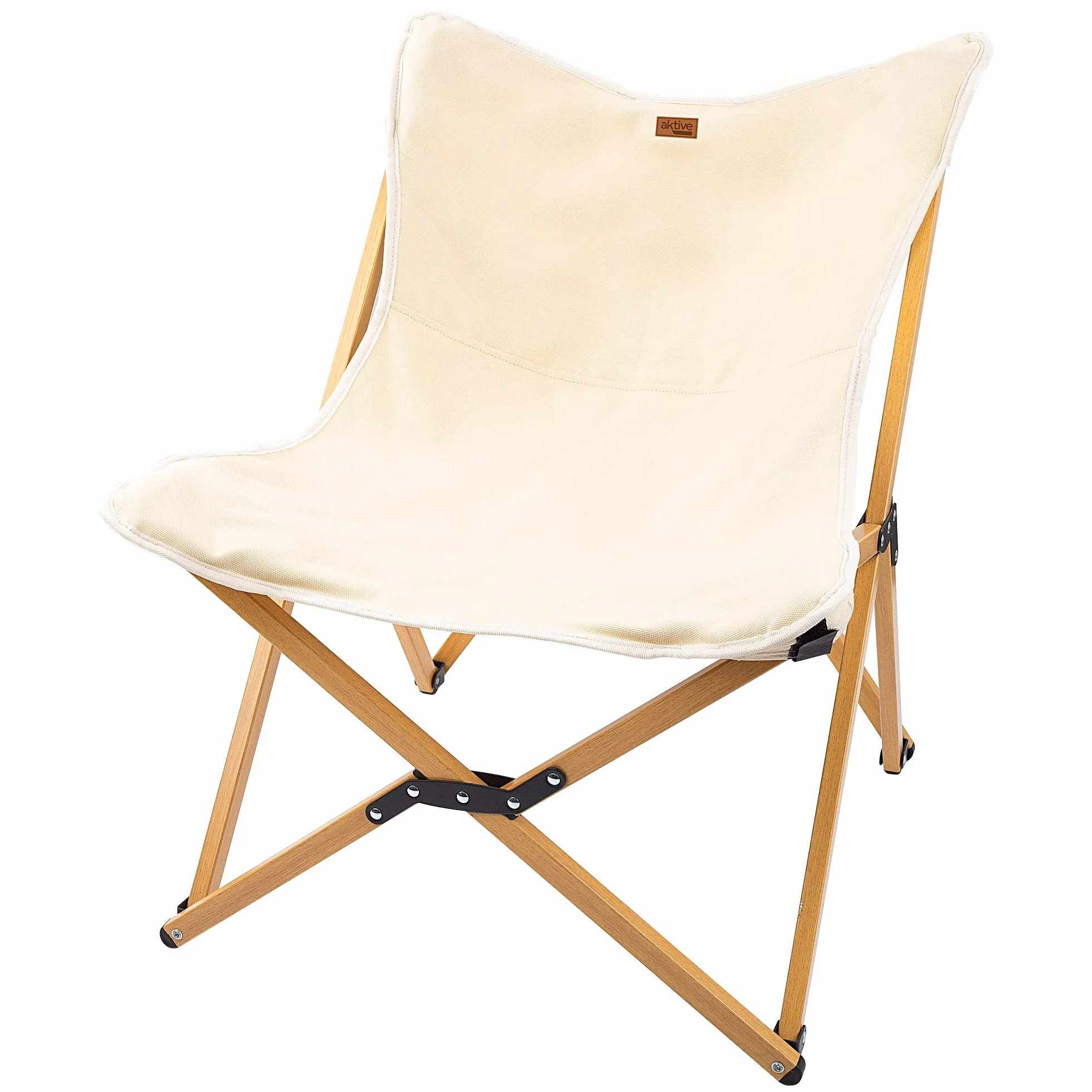 AKTIVE składane krzesło kempingowe Glamping sawanna, bawełna aluminium, 110 kg, 56x70x75 cm