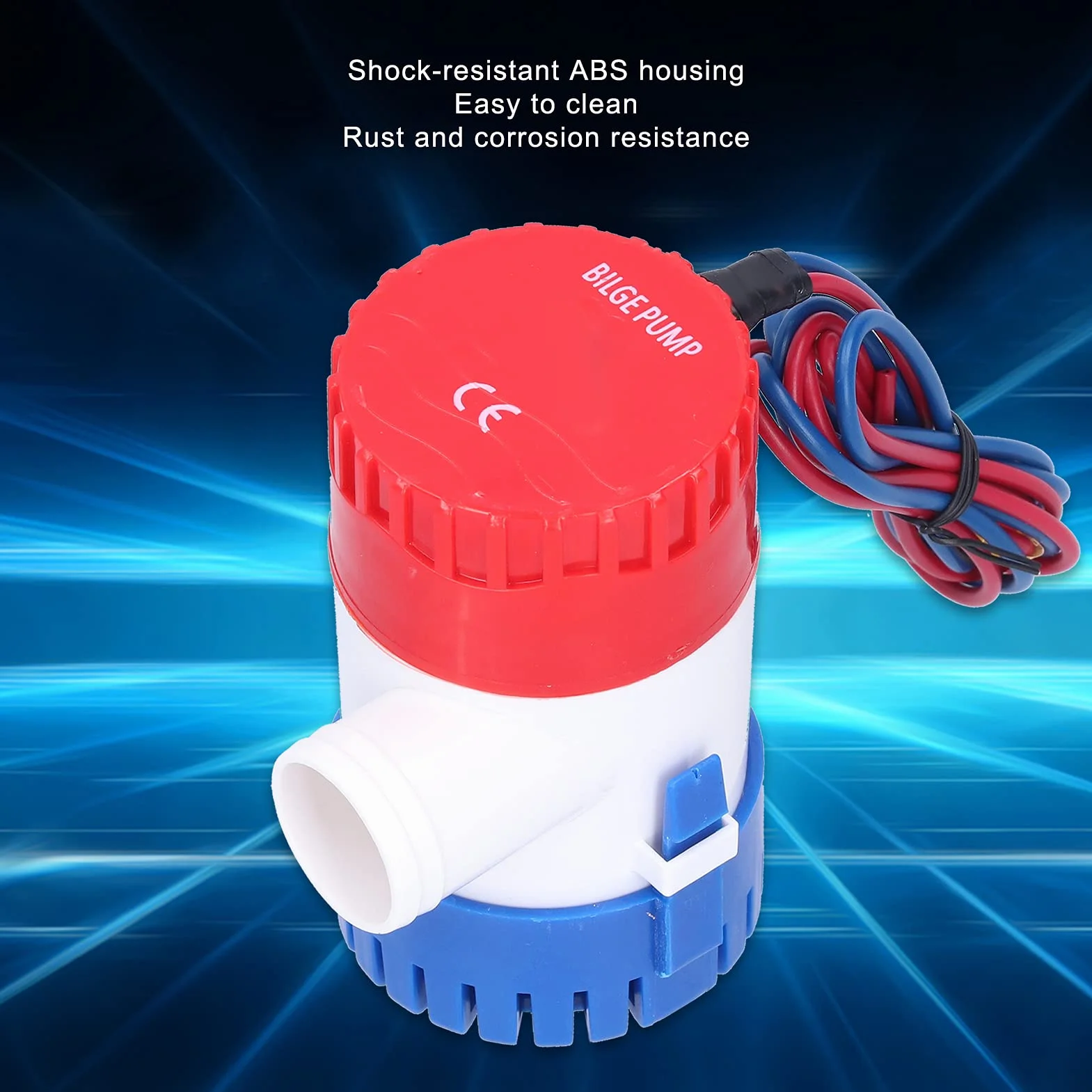Pompa Zęzowa 12V/24V 350/500/750/1100GPH, Pompa Zęzowa o Niskim Poziomie Hałasu, Przełącznik Półautomatyczny Elektryczna Mała Pompa Zanurzeniowa do Drenażu Zapewnia Moc(24V-500GPH)