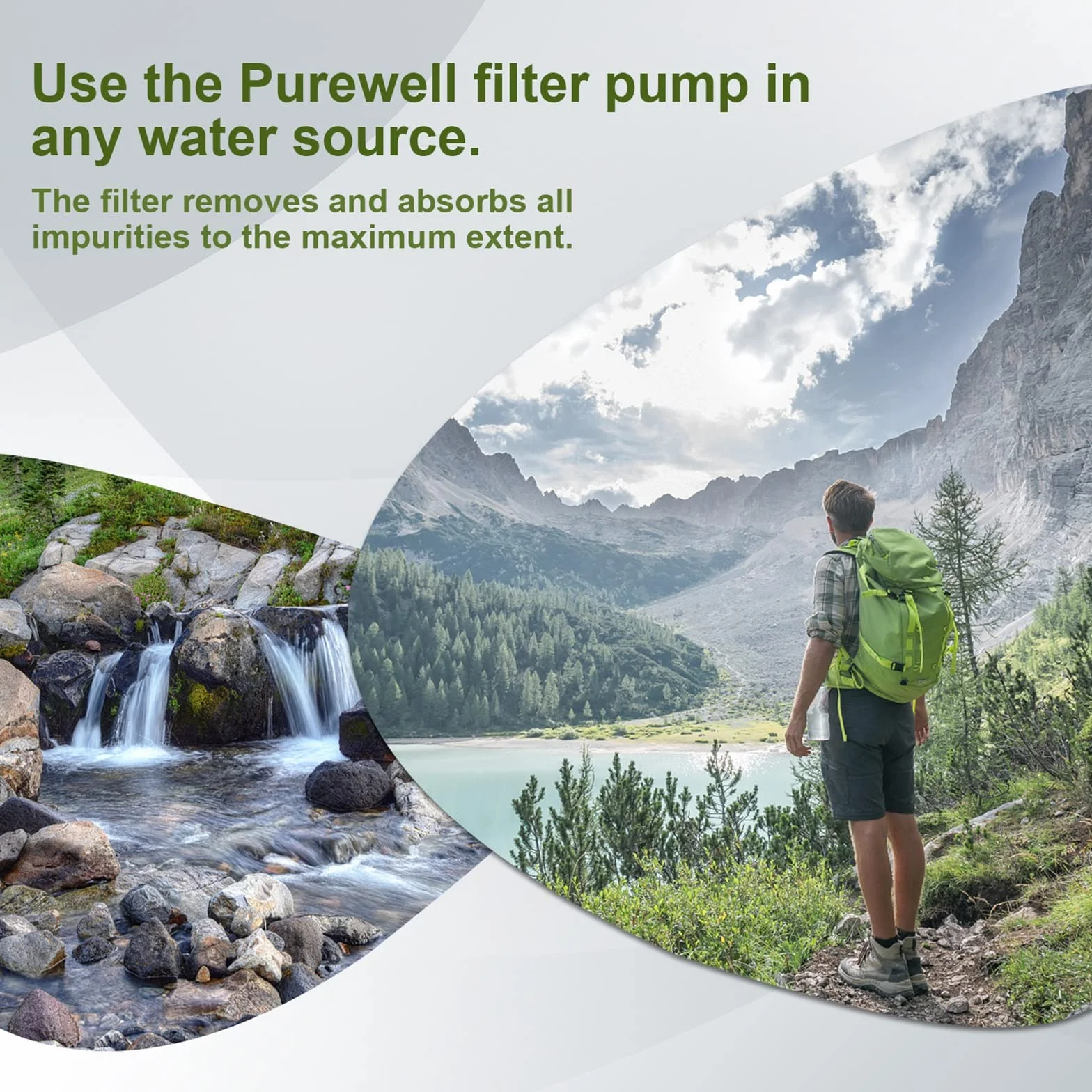 Purewell Ręczna pompa filtrująca 0,01 mikrona - przenośny filtr wody eliminuje 99.999% bakterii