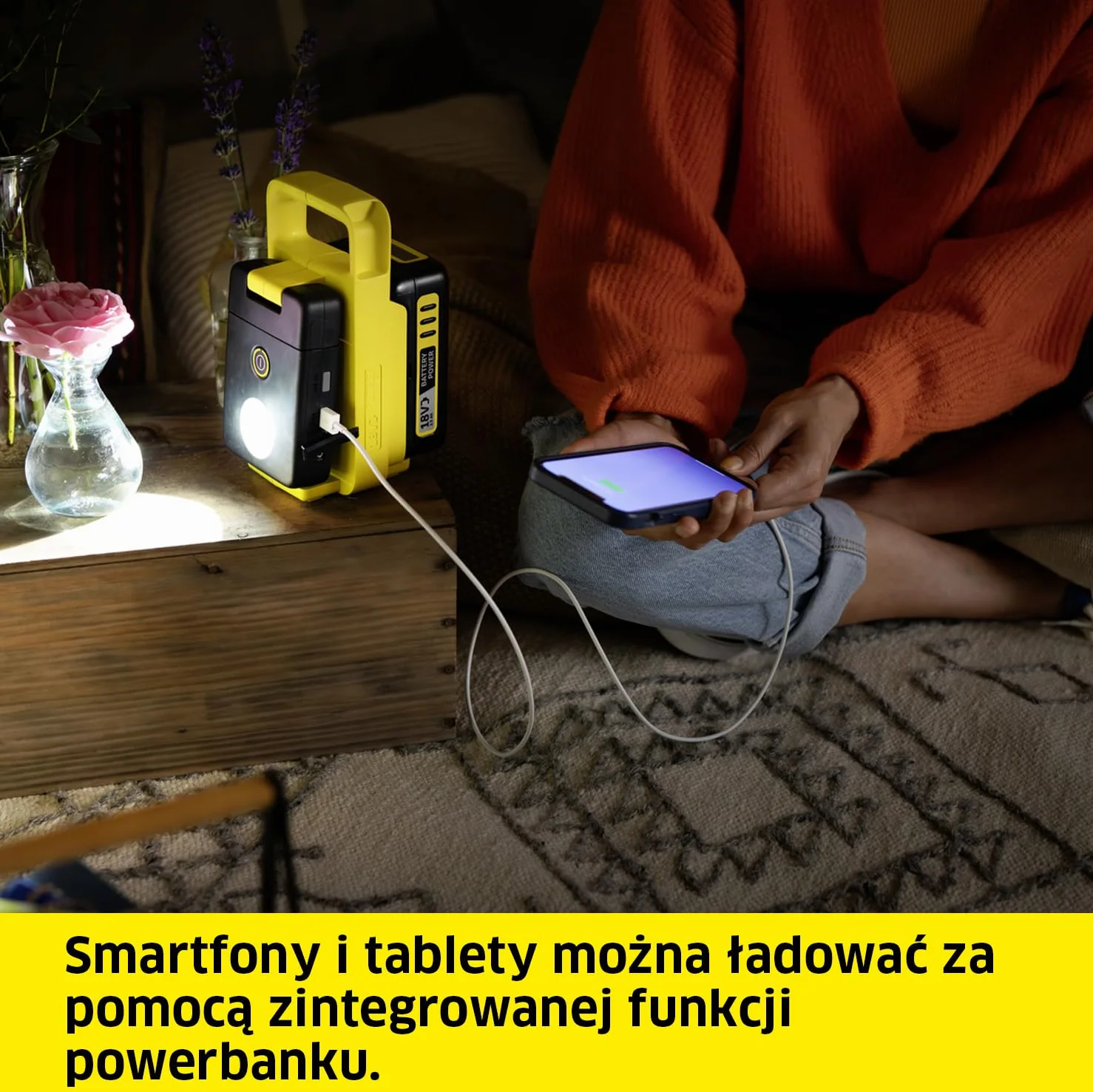 Kärcher Lampa wielofunkcyjna akumulatorowa MFL 2-18, 280 lumenów, USB C, USB A, 18 V
