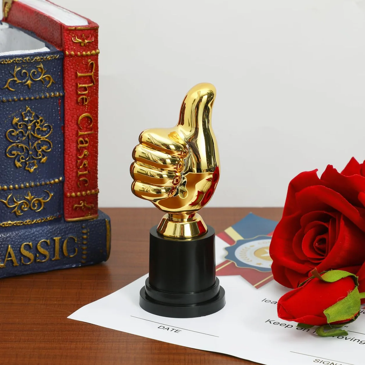 BESPORTBLE Kciuki wysoki trofeum palec trofeum dłoń trofeum puchar nagroda palec gest biurko rzeźba na ceremonię wręczenia nagród impreza sport złoty