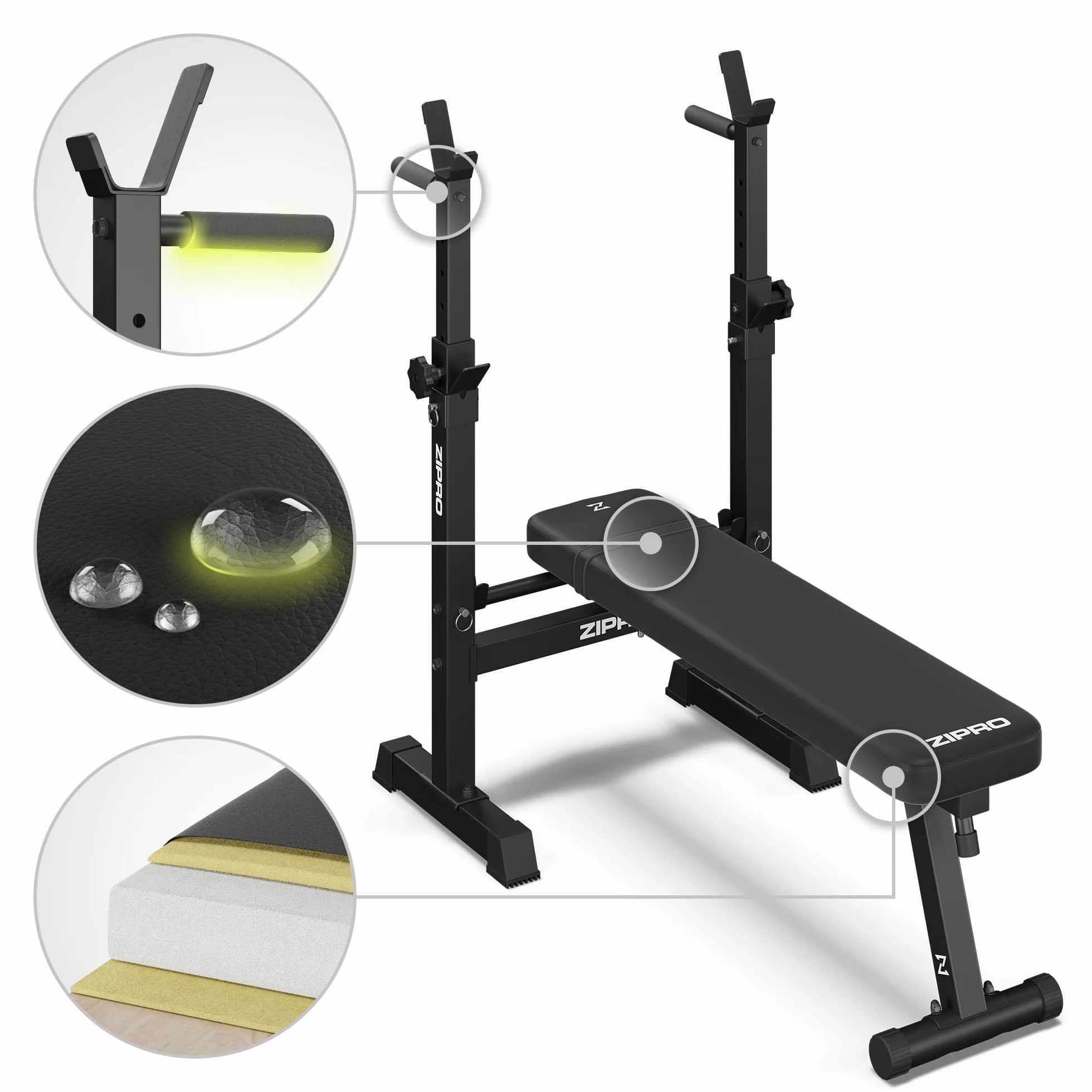 Zipro Uniseks 11926649 Ławka Treningowa, Czarny, do 230 kg