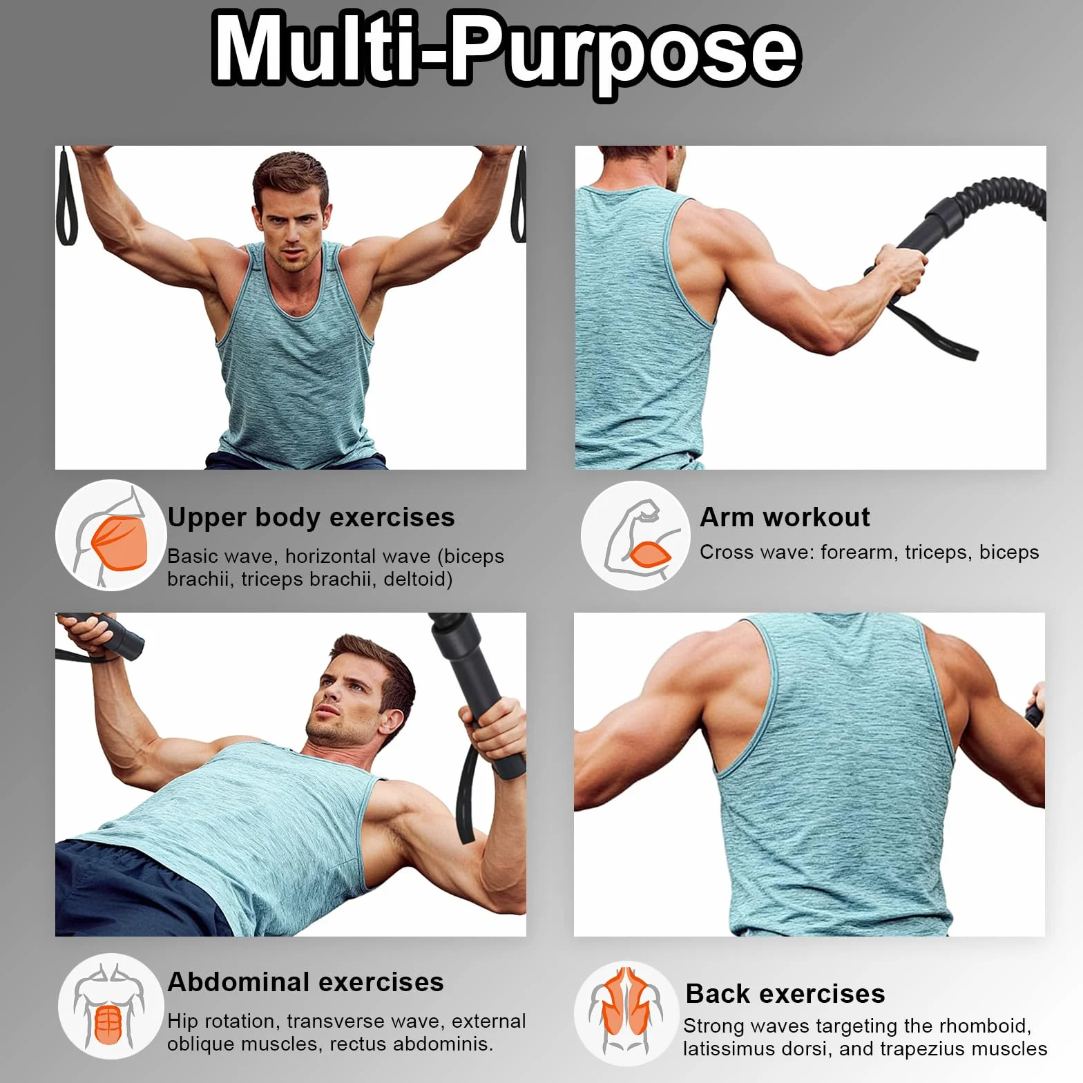 2 sztuki Air Rope, linka do walki z antypoślizgowym uchwytem, przenośna linka fitness, oszczędność miejsca, domowe urządzenie gimnastyczne do treningu siłowego, budowy mięśni, domu, na siłownię