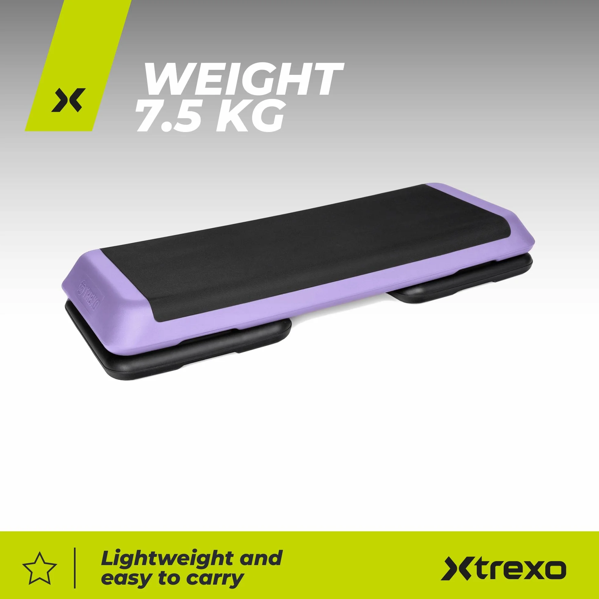 TREXO Stepper Stepper do aerobiku do domu, regulowana wysokość 10|15|20 cm, akcesoria do ćwiczeń do 250 kg, kolor różowy, pomarańczowy, szary, 109 x 41 cm