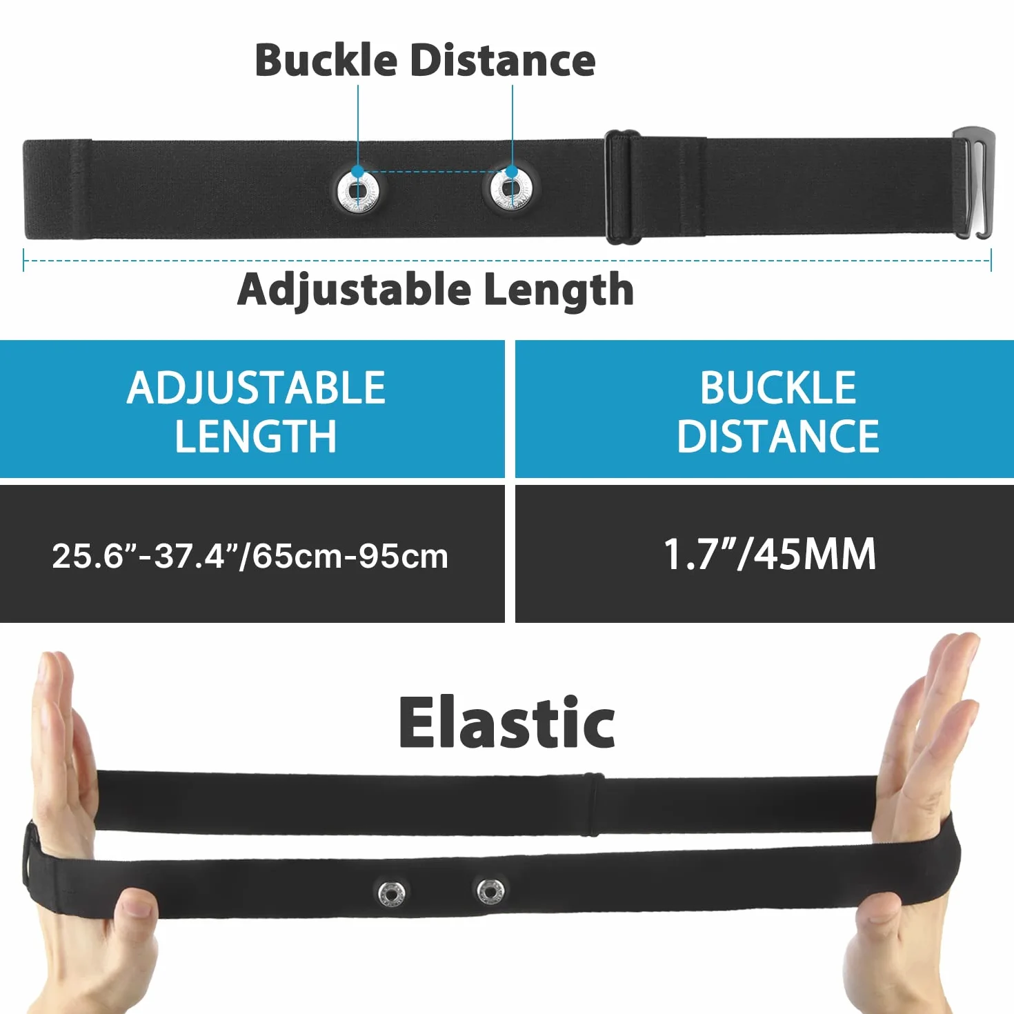 V3 Pasek wymienny do ANT+ i Bluetooth Polar H7, kompatybilny z Garmin, Wahoo i wieloma innymi producentami (rozstaw pętli 45 mm)