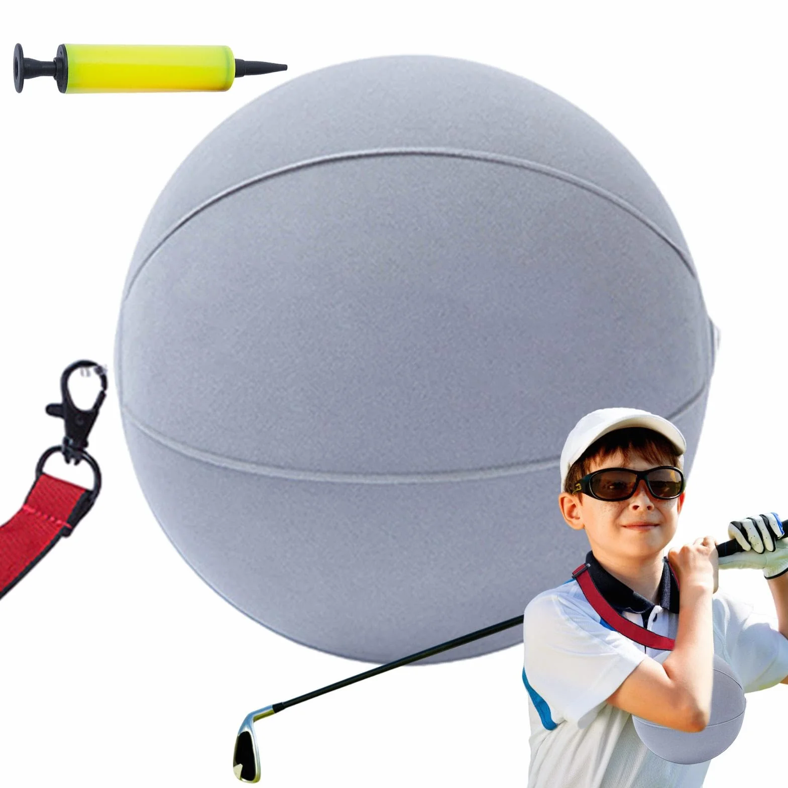 Smart Ball Golf Swing Trainer z pompką powietrza, inteligentny korektor postawy piłki dla początkujących golfistów, wspomagający trening korekcji postawy