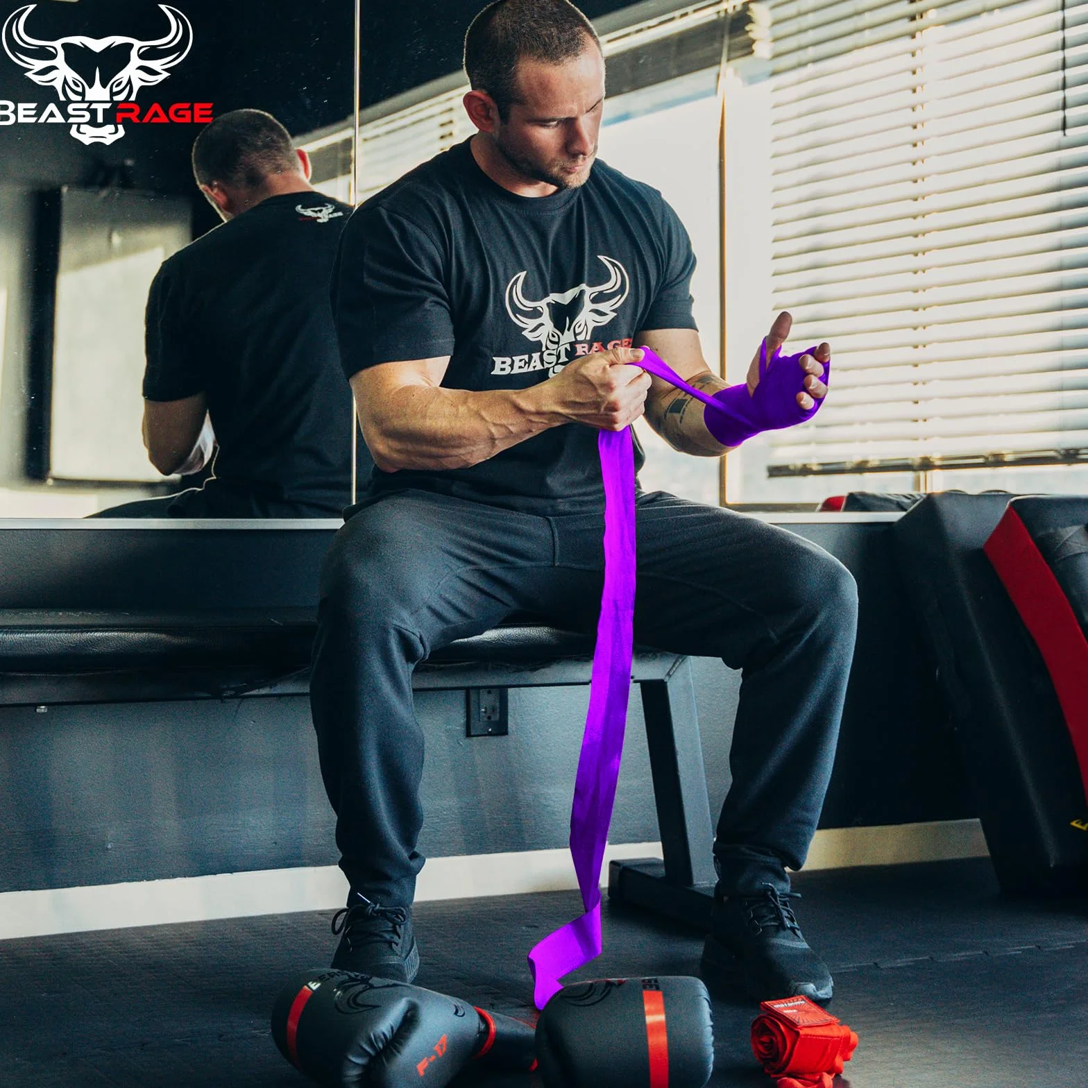 BEAST RAGE Rękawice bokserskie Mężczyźni Ochrona MMA Wsparcie Wewnętrzne Rękawice treningowe do sztuk walki Punching Combat Sports Muay Thai, pod rękawice 4,5 m Bandaże elastyczne