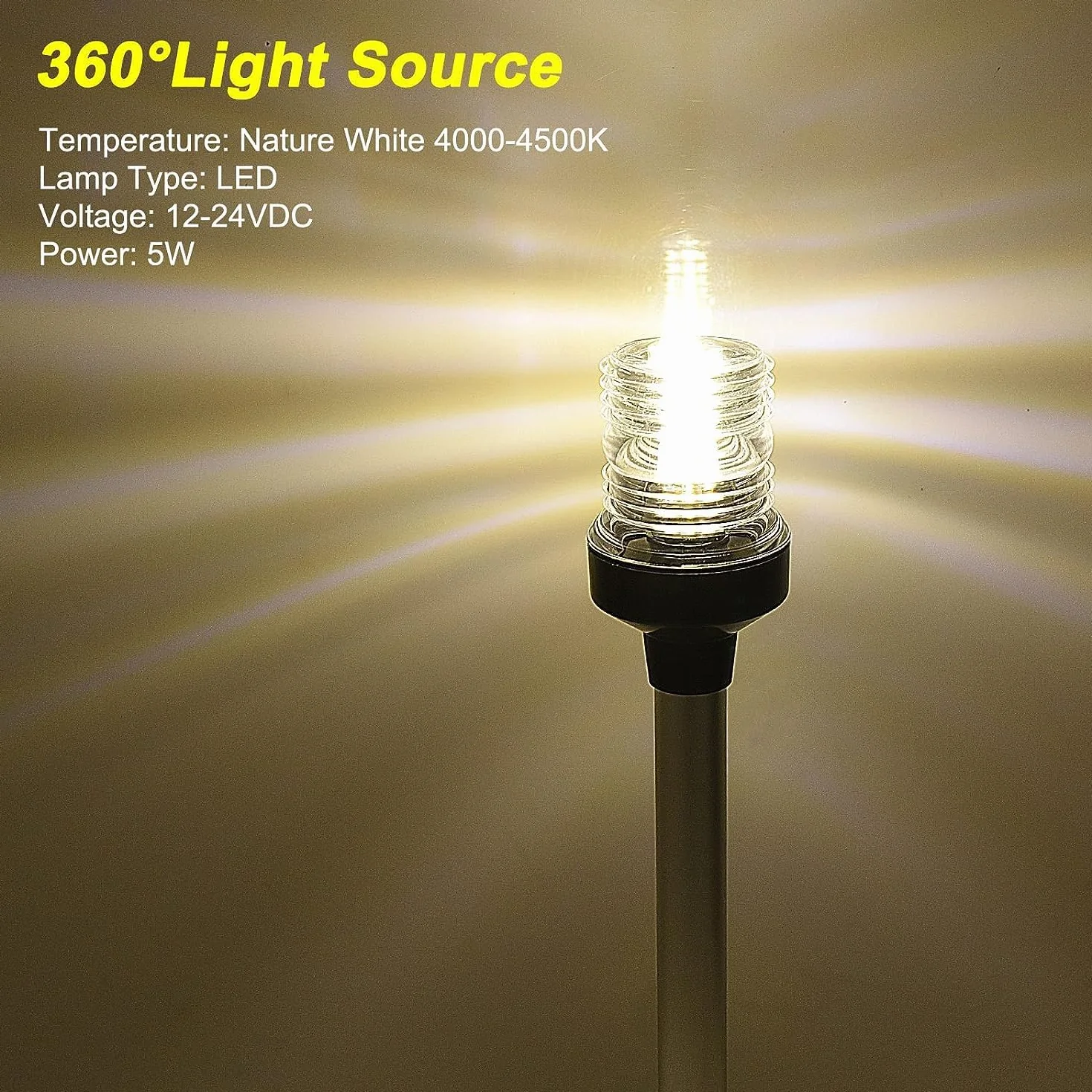 Lampa nawigacyjna LED wodoodporna 12-24V do łodzi 360°