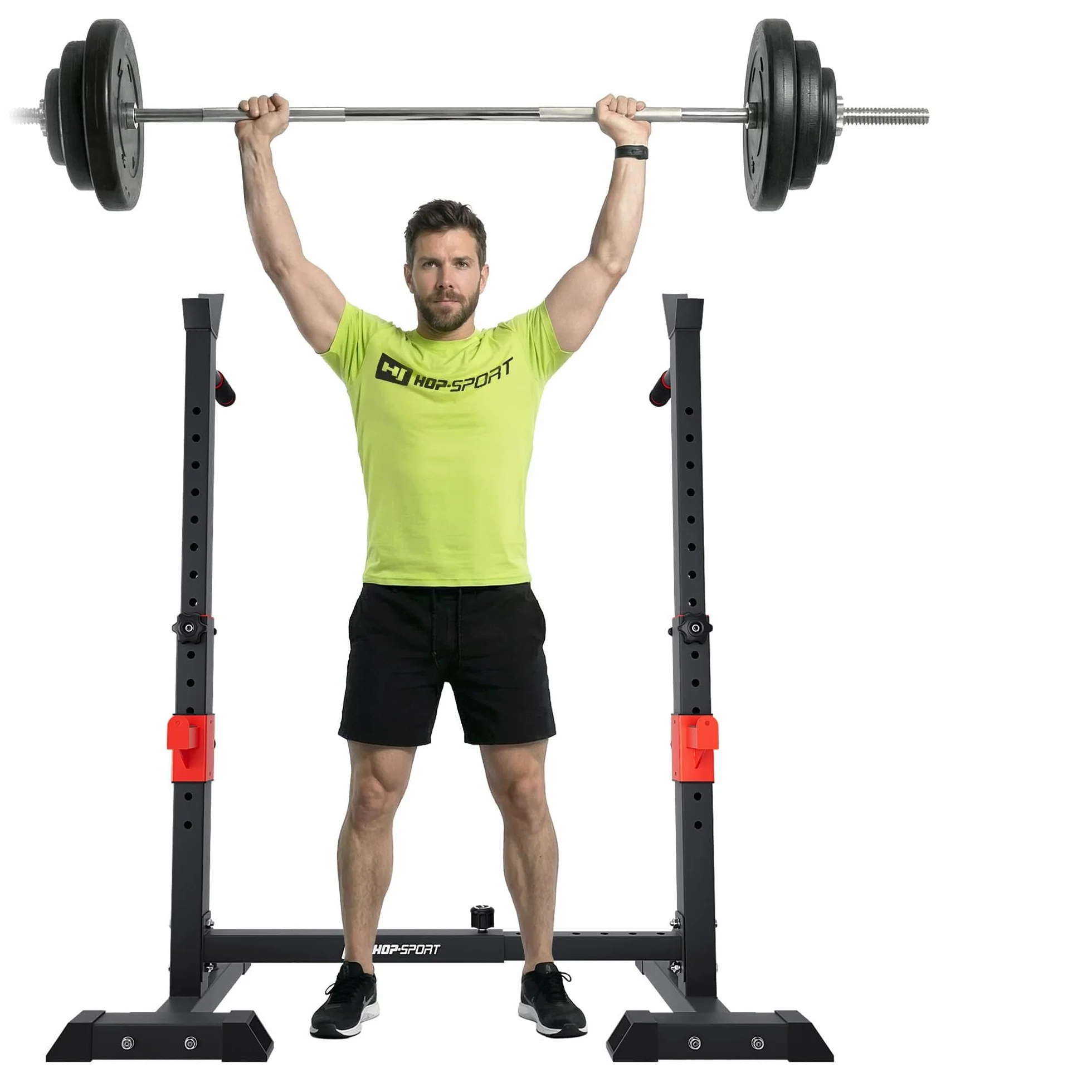 Hop-Sport HS-1004L regulowany stojak na hantle, do przysiadów, maksymalna pojemność 250 kg, regulowany uchwyt do treningu w domu