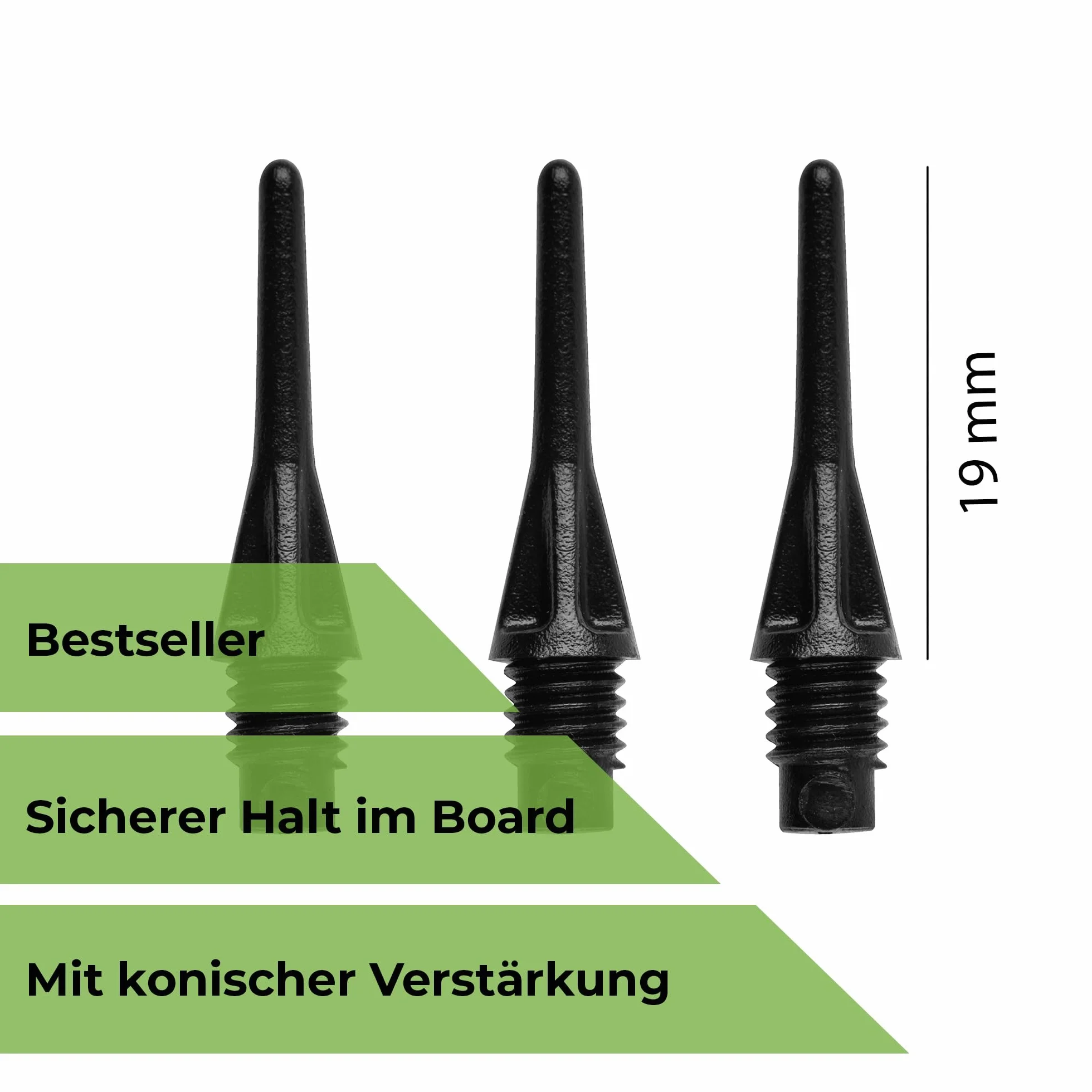 Karella Profesjonalne groty do darta Pro-Tip, Made in Germany, 1000 sztuk, gwint 2BA, bardzo stabilne wymiarowo końcówki Softdart "zapasowe groty" ze specjalnego tworzywa sztucznego, miękkie końcówki