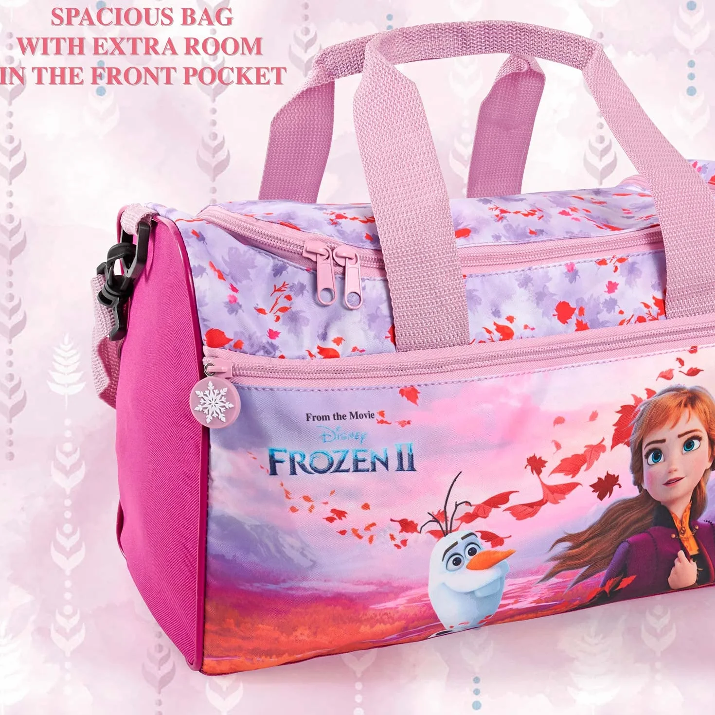 PERLETTI Torba Sportowa Frozen 2 dla Dziewczynek Rozowy - Sportowa Torba na Ramię z Księżniczkami Anna Elsa - Wodoodporna Torba na Siłownię Basen Podróż Wędrówek Wycieczek i w Czasie Wolnym Dzieci