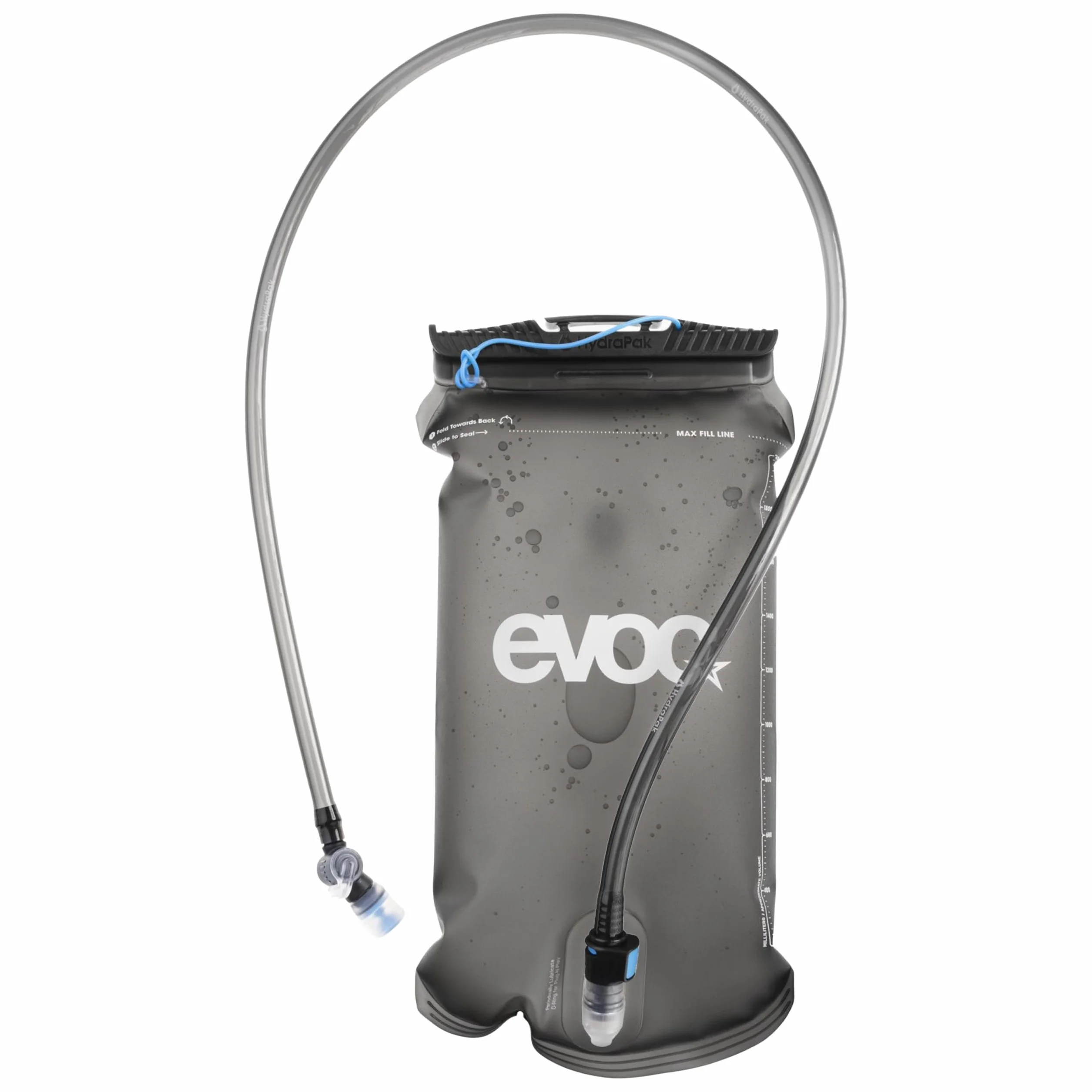 EVOC HYDRATION BLADDER 2 (szczelny worek hydracyjny z elastyczną rurką i zaworem, łatwy do czyszczenia, pojemność: 2 l), Carbon Grey