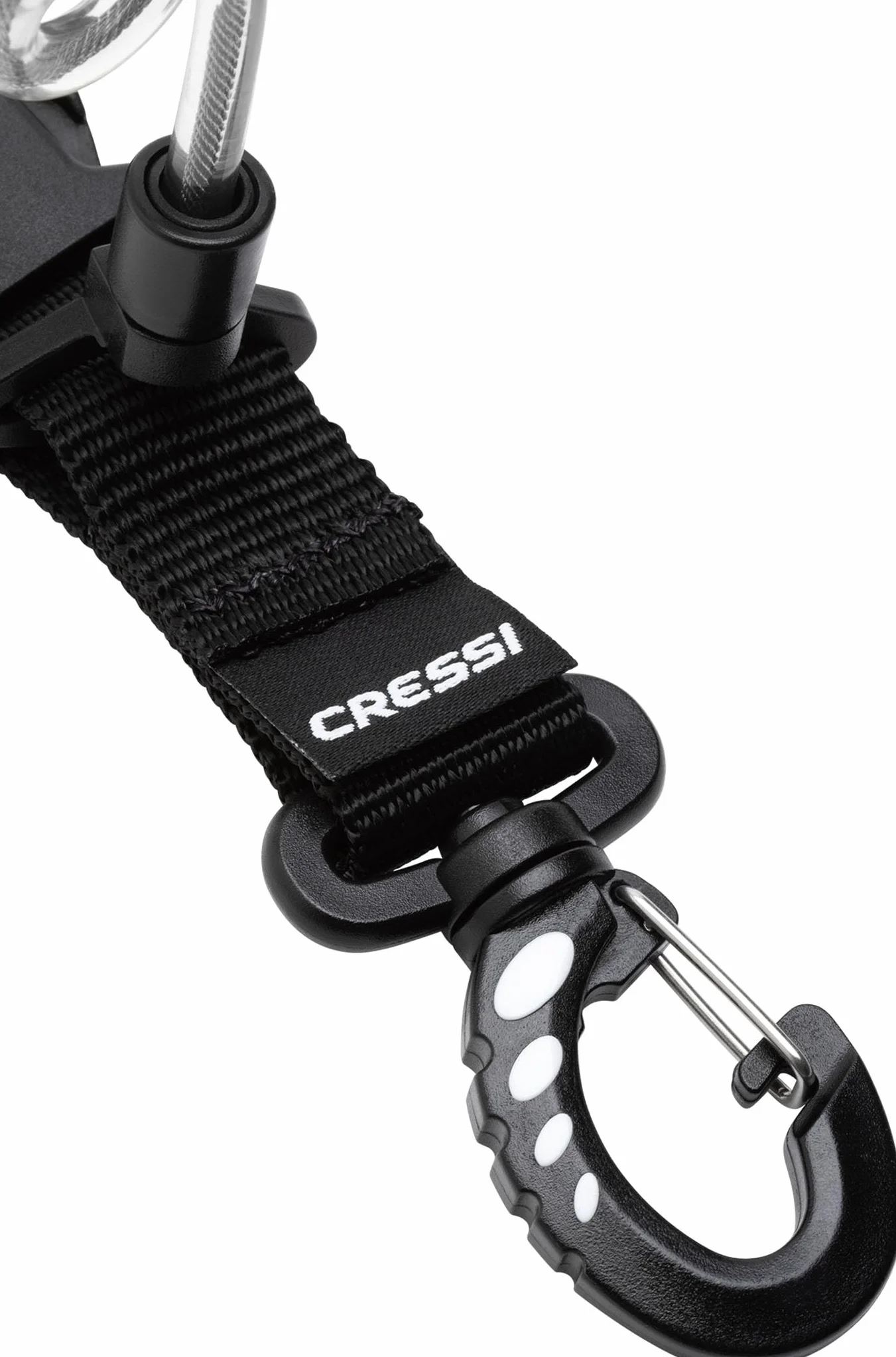 Cressi Lanyard elastyczny kabel spiralny do nurkowania czarny przezroczysty 2 karabińczyki