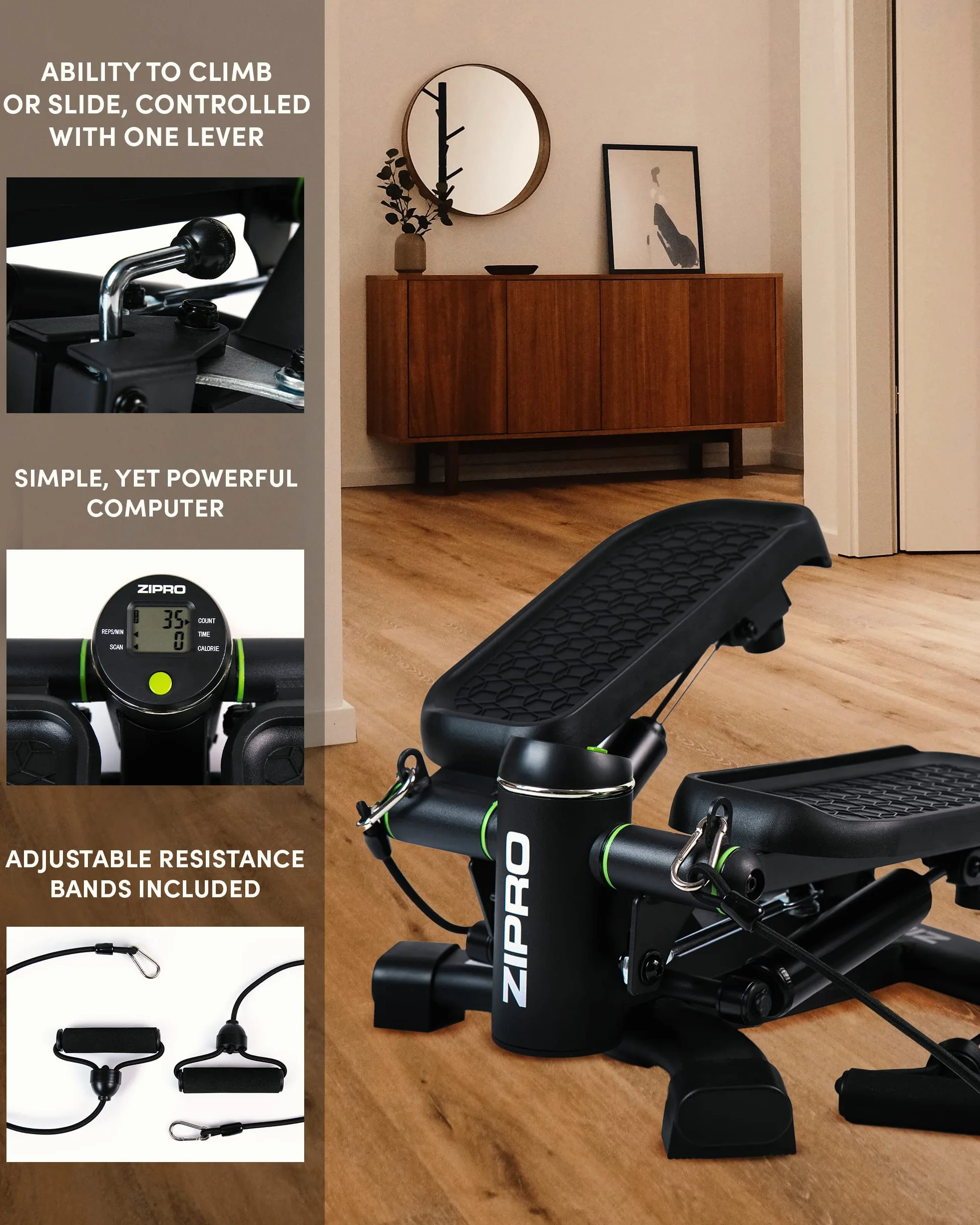 Zipro Roam Swing Stepper, Czarny, 40 x 36 x 24 cm