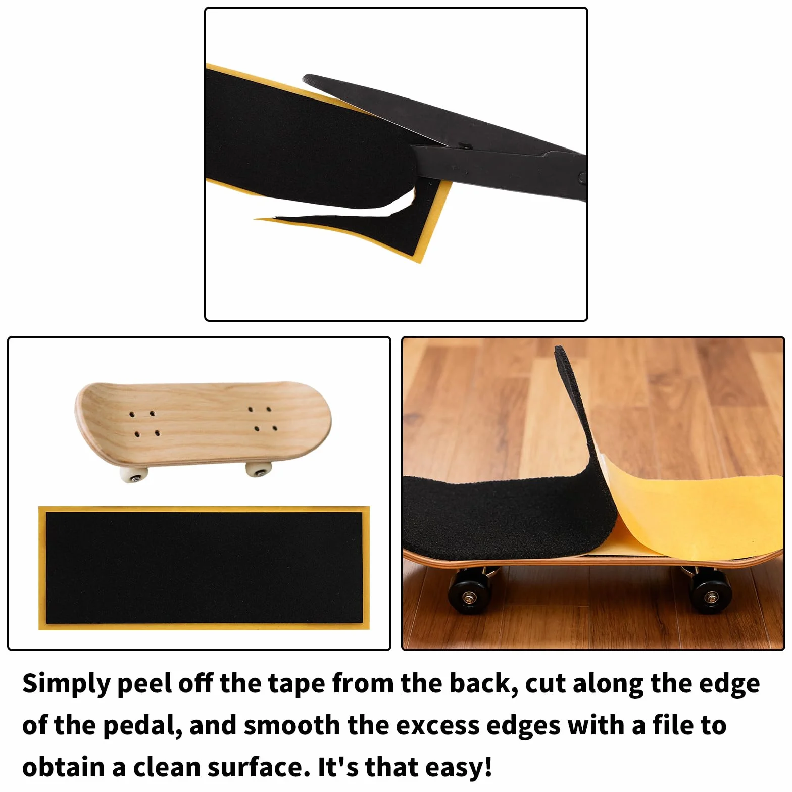 60 Sztuk Taśm Antypoślizgowych do Fingerboardu, 11x3,8cm Mocne Samoprzylepne Naklejki Antypoślizgowe Piankowa Taśma Podkładowa PET do Gier i Trików na Fingerboardzie (Czarna)