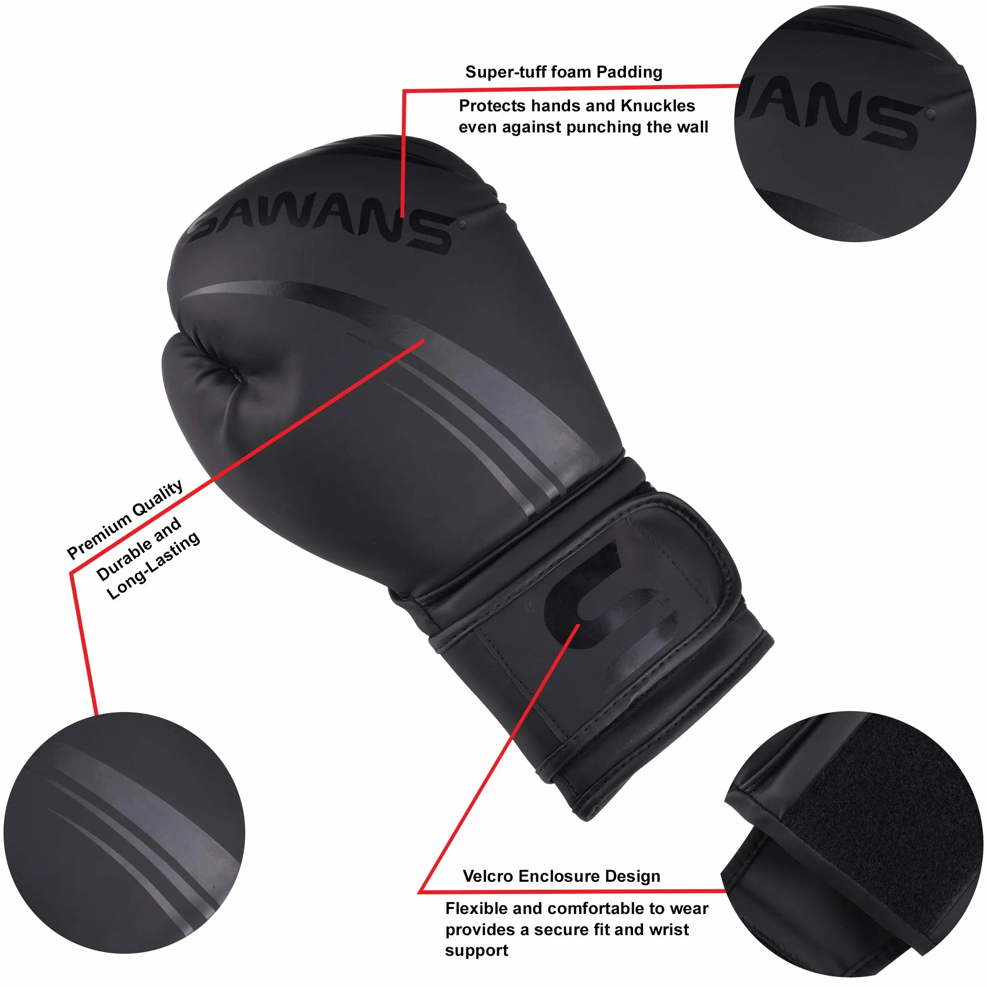 SAWANS® Rękawice bokserskie profesjonalne MMA sparing kickboxing worek treningowy muay thai walka