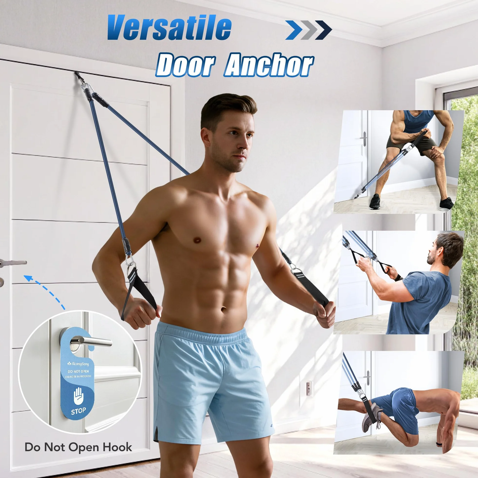 ALongSong Zestaw do pilatesu z drążkami i taśmami oporowymi 20/30/18 kg do domowego treningu