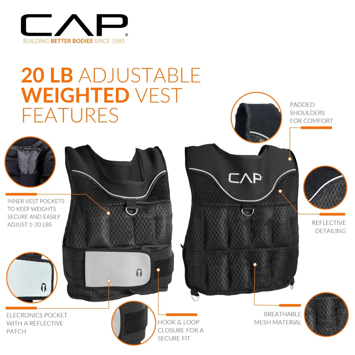 CAP Barbell (HHWV-CB020C regulowana kamizelka obciążeniowa, 9 kg