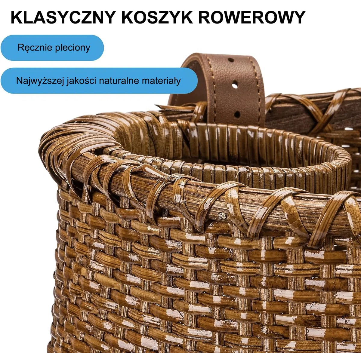 CXWXC Kosz na rower – Ręcznie pleciony rattanowy kosz dla dziewcząt i kobiet – Przedni kosz z uchwytem na kubek do rowerów plażowych, hulajnóg i rowerów elektrycznych
