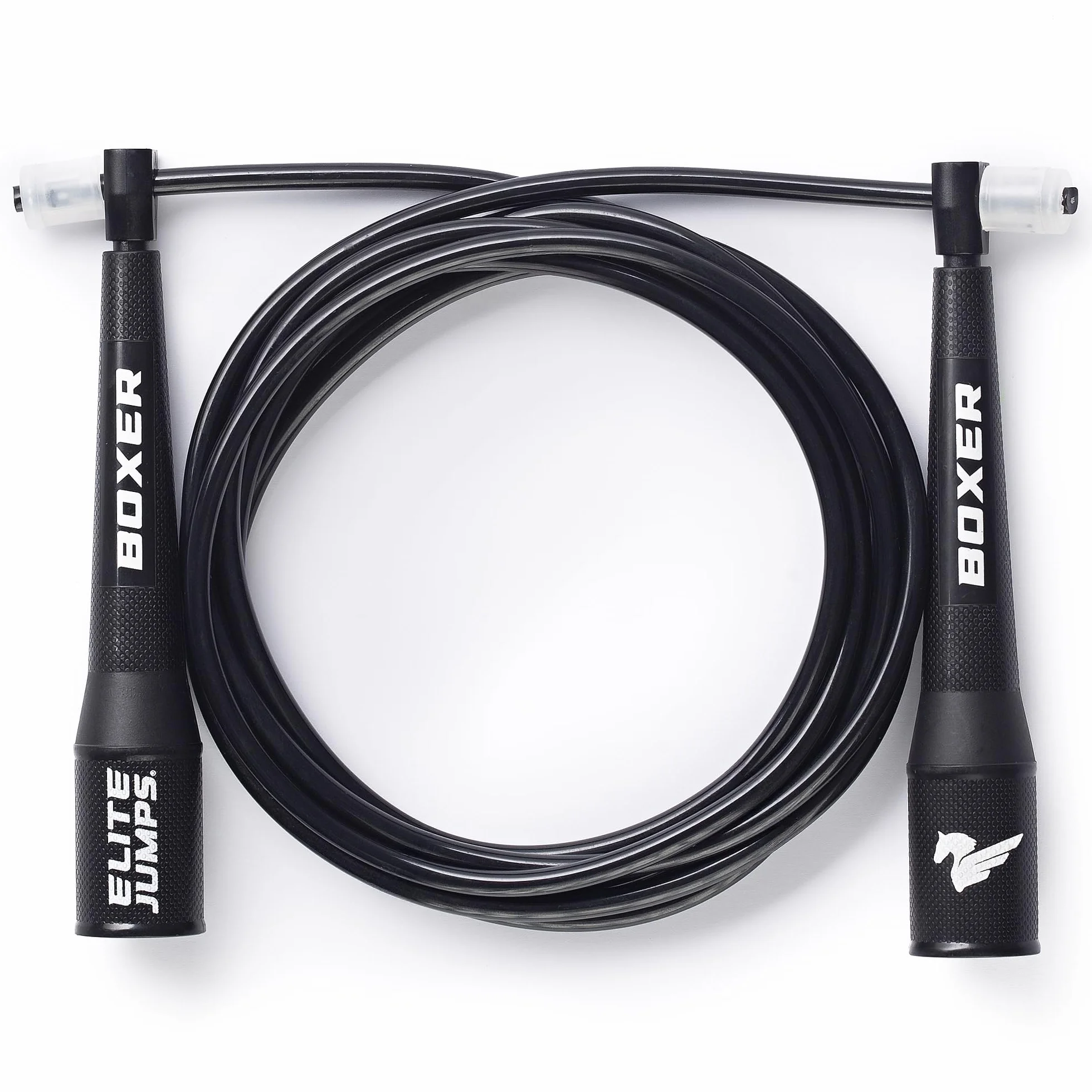EliteSRS Boxer Jump Rope 3.0 skakanka 3,05 m do stosowania na zewnątrz, 5 mm PVC, z gładkimi polimerowymi rękojeściami i ergonomicznymi, antypoślizgowymi uchwytami z wypustkami, czarna