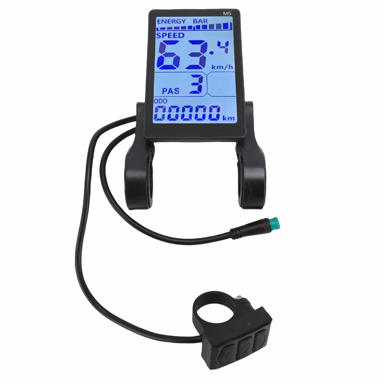 Asixxsix Wyświetlacz Roweru Elektrycznego, Wodoodporne Złącze 5-pinowe Prędkościomierz Rowerowy Kompatybilny z kierownicą 22,2 Mm, Licznik Rowerowy z Monitorowaniem Danych w Czasie Rzeczywistym dla