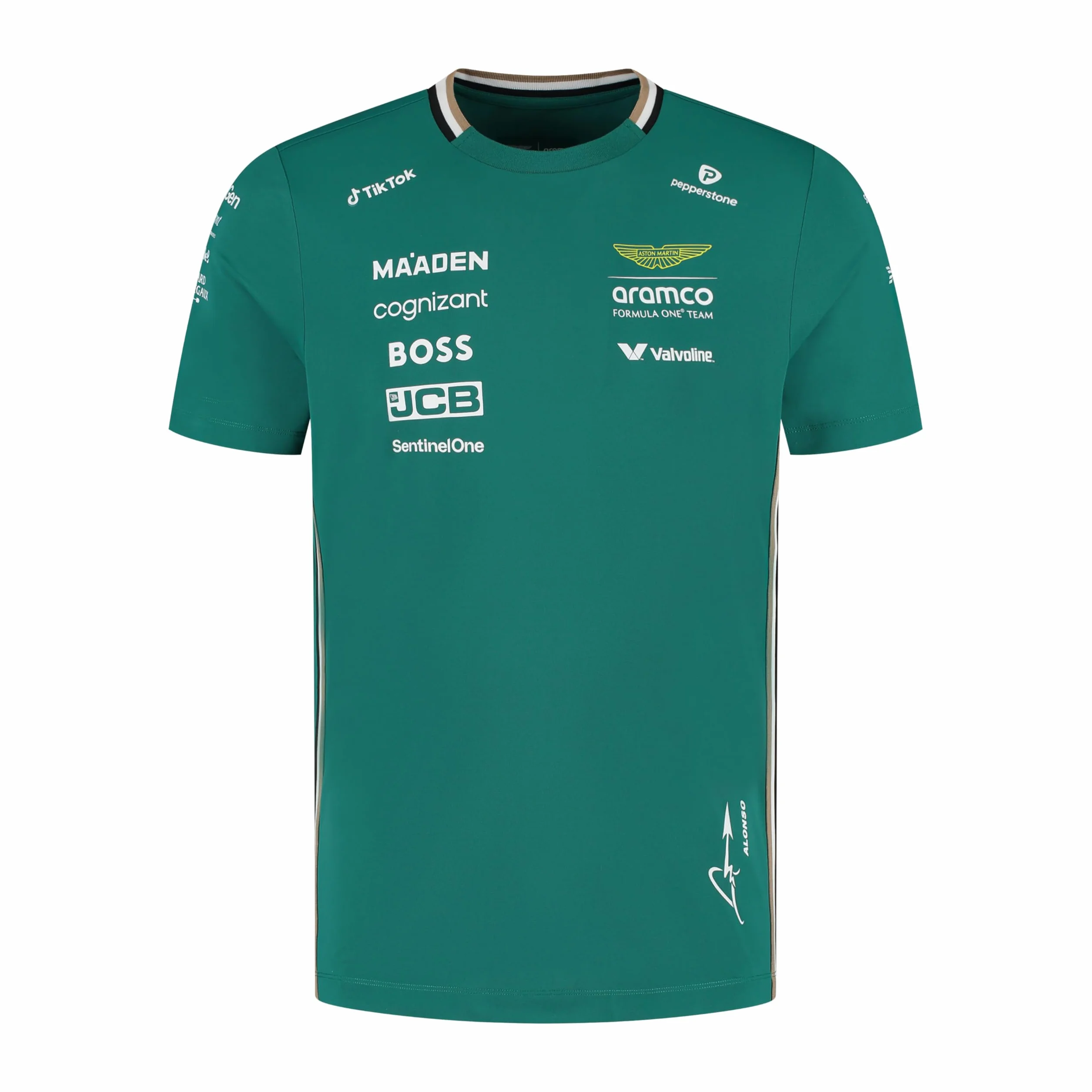 Aston Martin F1 2025 Męska koszulka drużynowa Fernando Alonso zielona