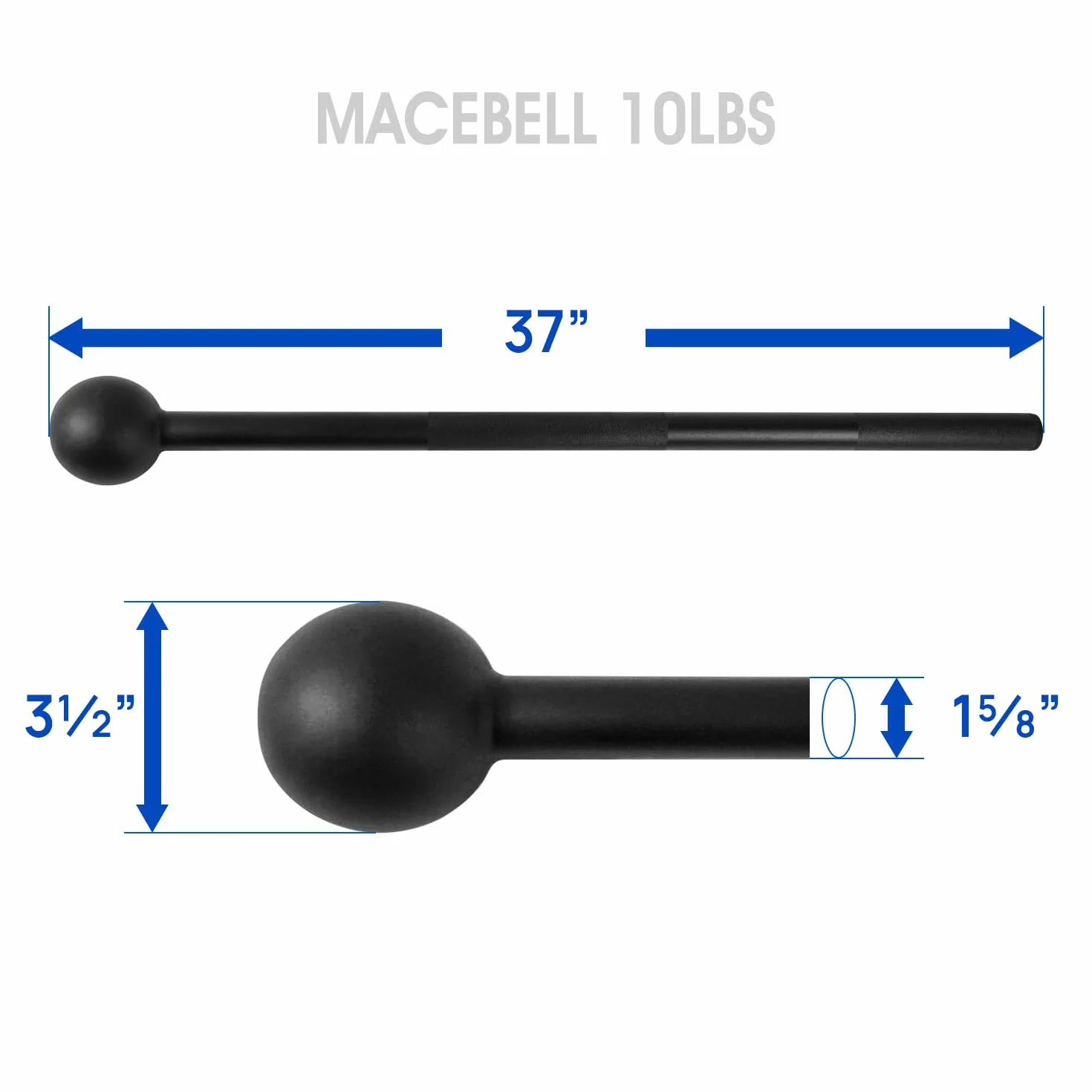 Yes4All Stalowy Macebell 10 funtów do treningu siłowego, czarny