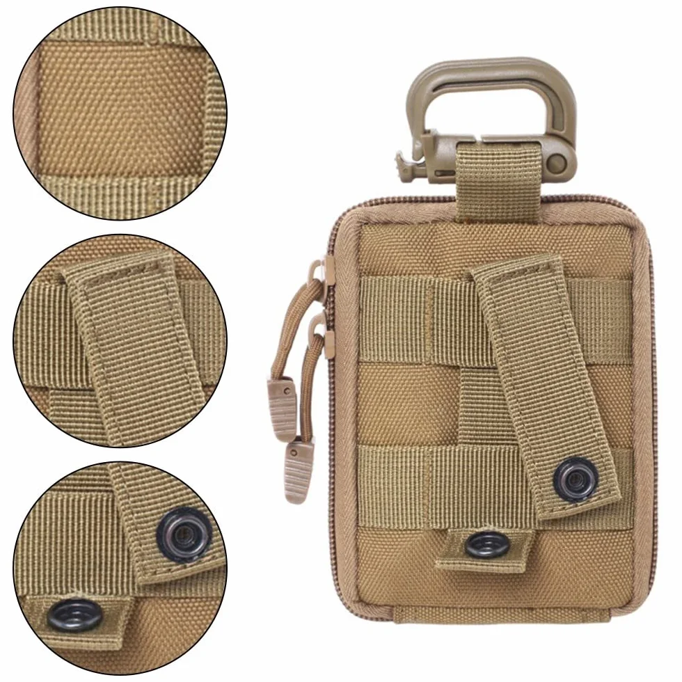 DONGKER EDC Molle Pouch, taktyczna torba w talii, wodoszczelna torba pierwszej pomocy, organizer z mikro-kieszenią, z karabińczykiem, do użytku w nagłych wypadkach medycznych na świeżym powietrzu