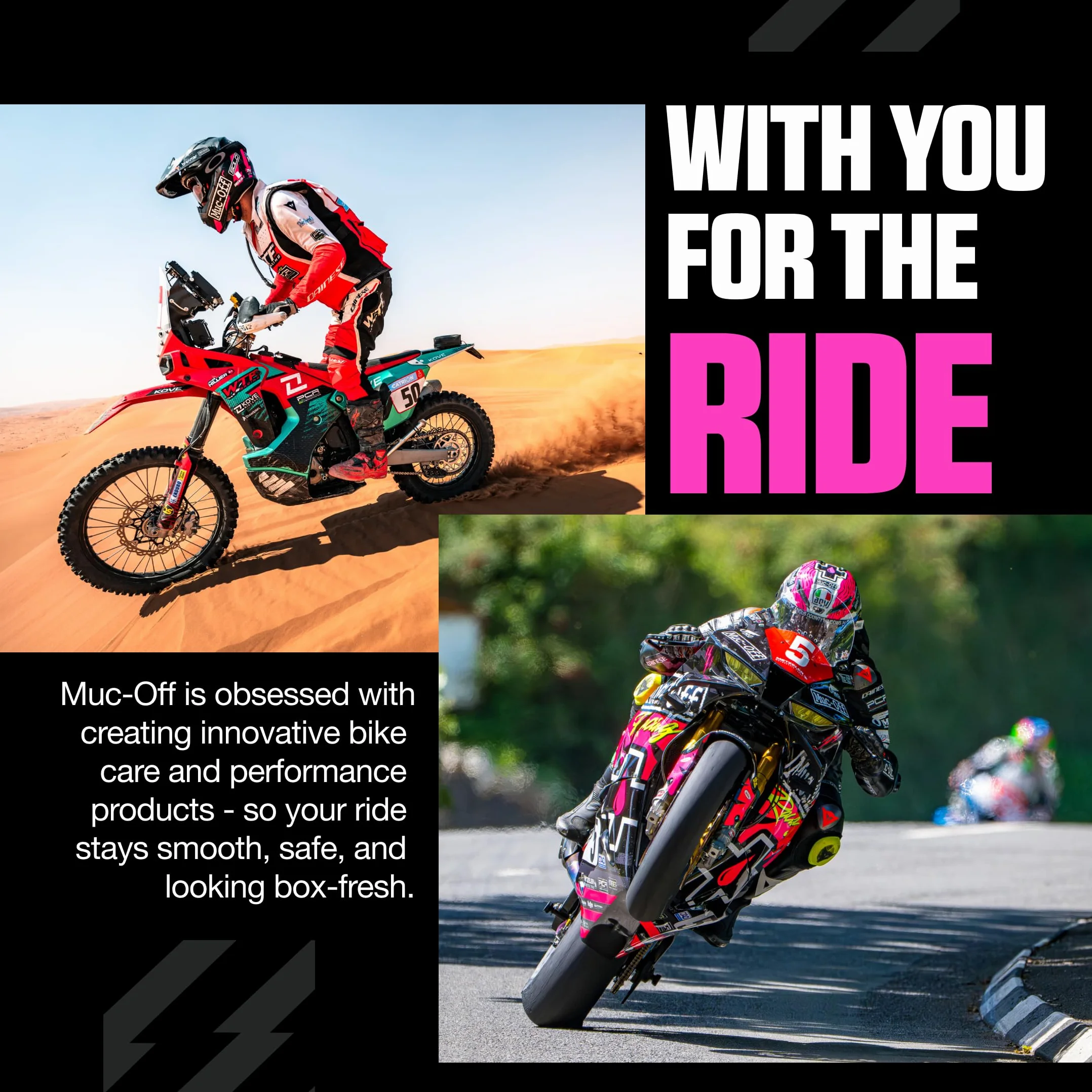 Muc Off Unisex 20411 Rękawica 2 w 1, Różowy