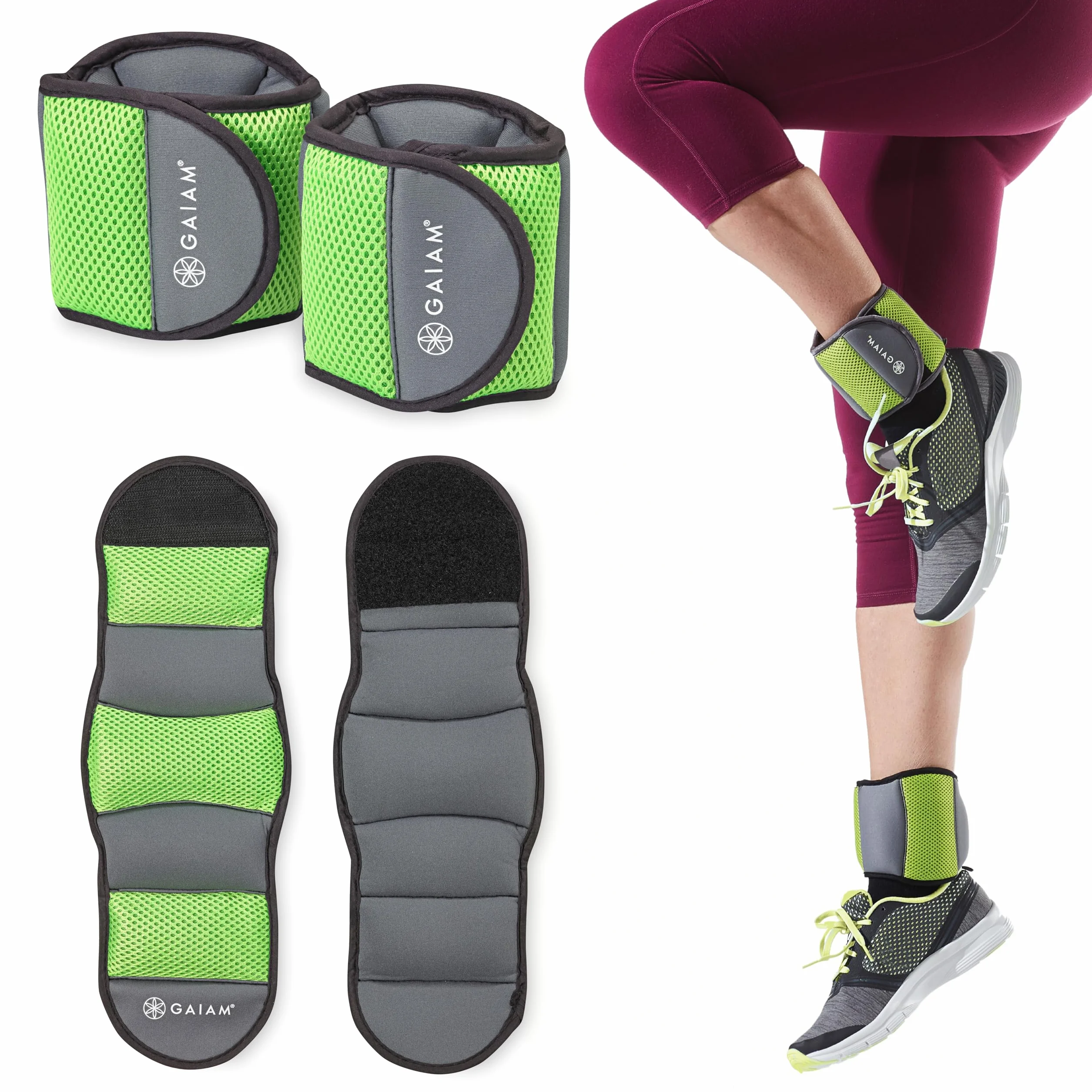 Gaiam Regulowany zestaw obciążników na kostki 2,3 kg do treningu oporowego