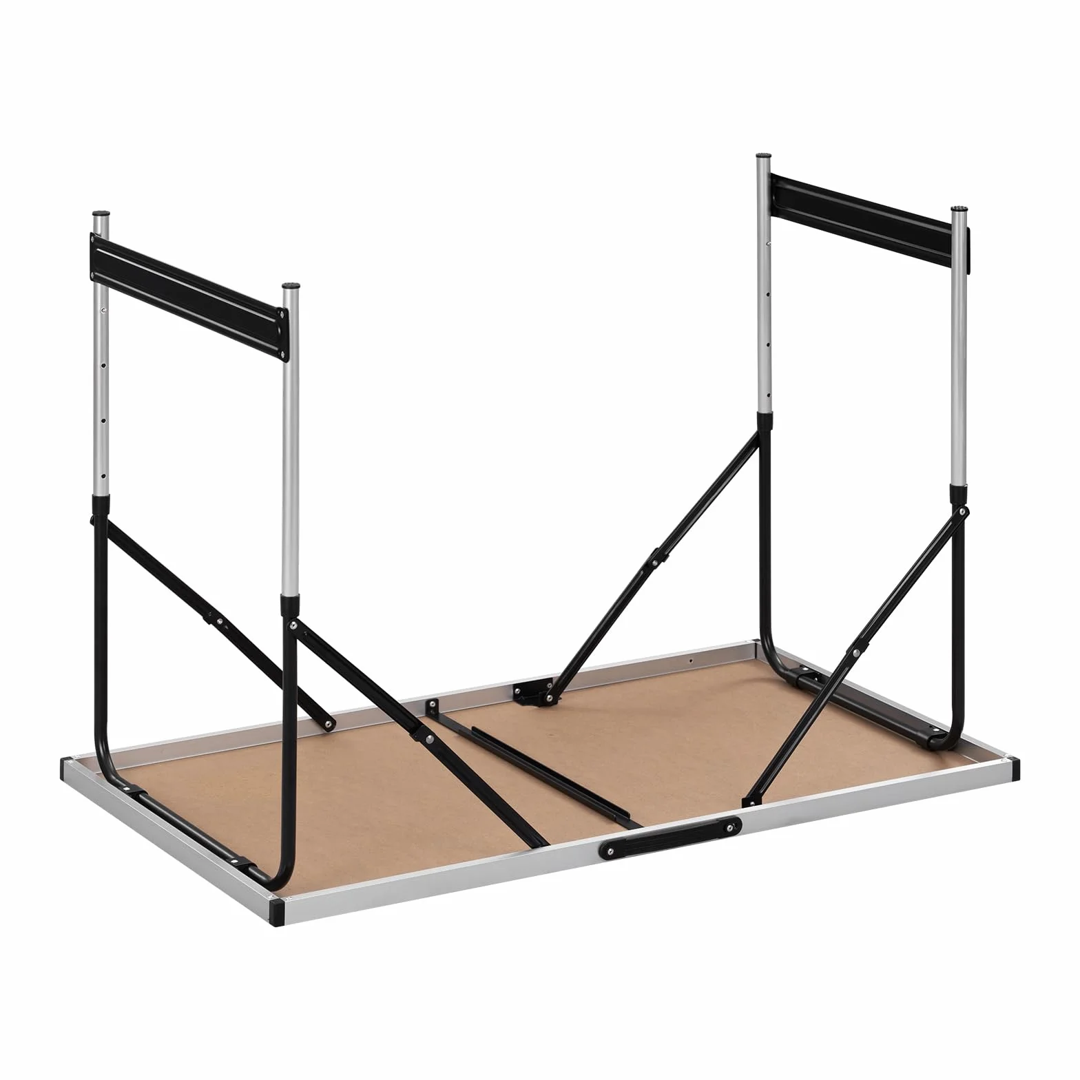 Składany stół kempingowy aluminiowy z regulacją wysokości 100 x 60 x 73-94 cm MDF dąb
