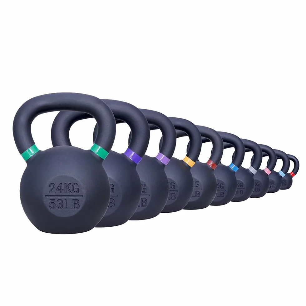 ForzaFit Żeliwny hantle kettlebell z oznaczeniem koloru - czarny - hantle kulowe z żeliwa - różne ciężary