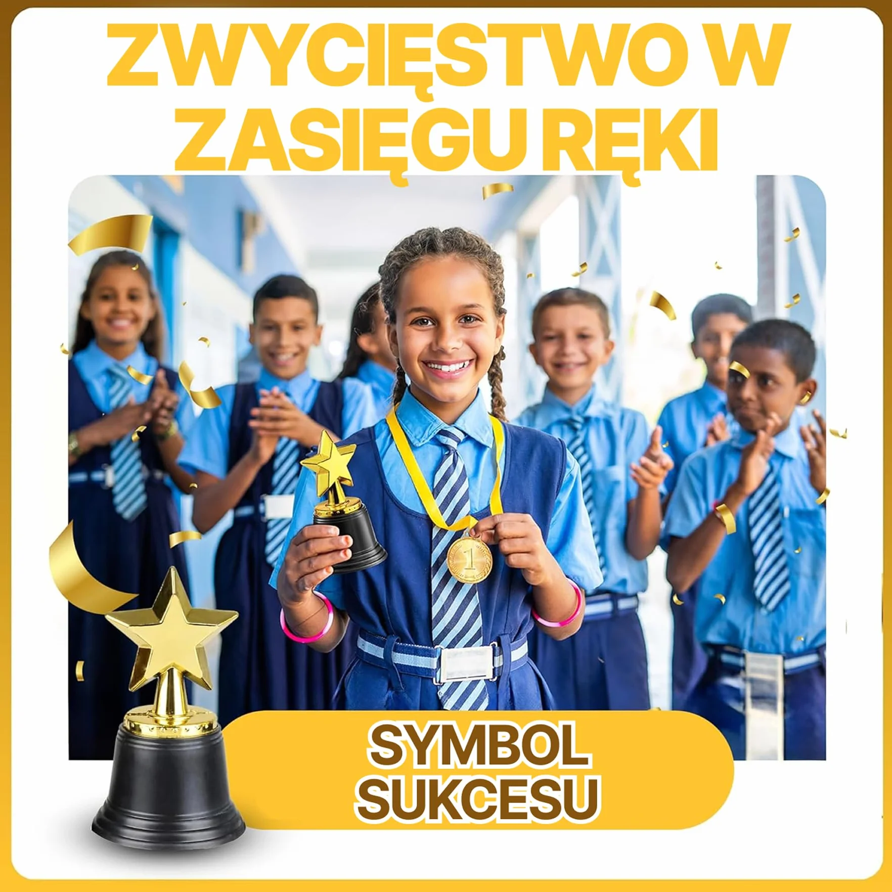 Nagroda Bedwina Star Trophy – pakiet 12 szt., złote trofea 11,4 cm dla dzieci i dorosłych, na konkursy, wydarzenia sportowe, dekoracje imprez, upominki dla nauczycieli i gości