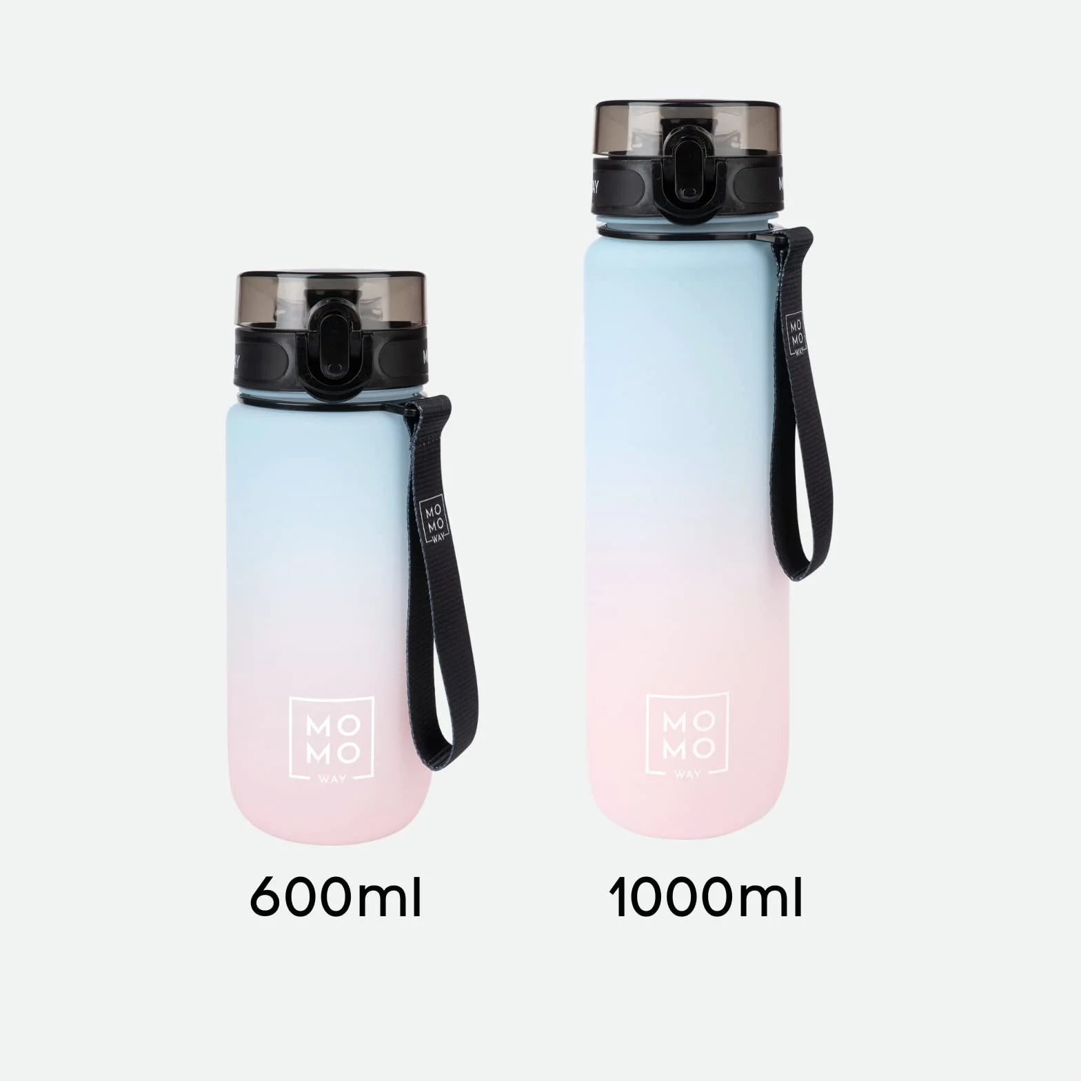 MOMO WAY Butelka Na Wodę Do Picia Na Drogę Tritan Bez BPA Do Sportu Idealna Na Prezent Z Tritanu Szczelna Na Napoje Niebiesko-Różowy 1000ml
