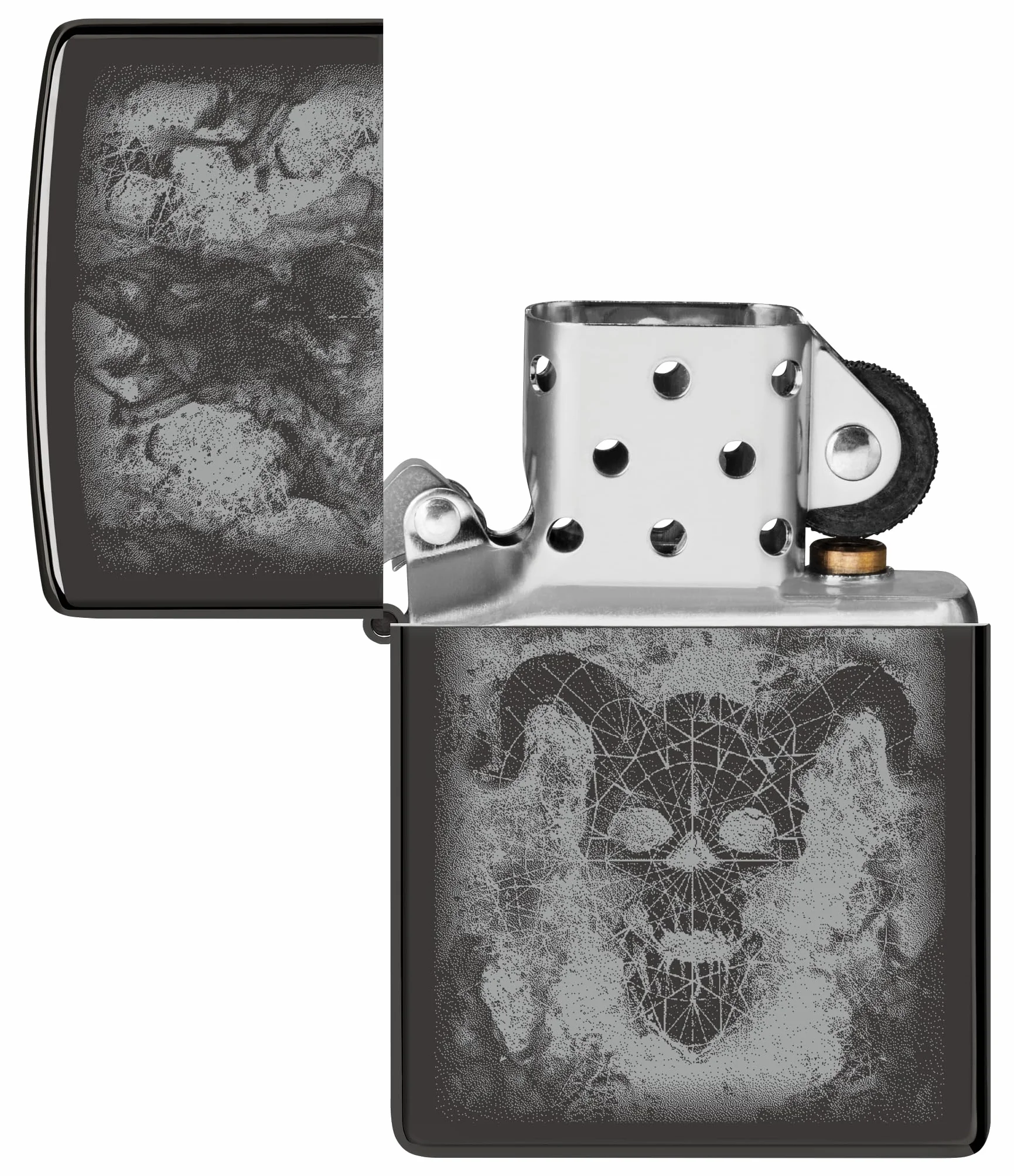 Zippo Devil Zapalniczka Sztormowa, Nadruk Fotograficzny, do Napełniania, Wielokrotnego Użytku, Wiatroodporna Konstrukcja, Pudełko na Prezent, Wykonano w USA, Czarny z optymalnym Połyskiem