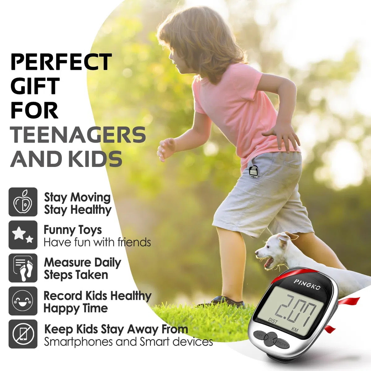 PINGKO Krokomierz do chodzenia dokładnie śledź kroki przenośny krokomierz sportowy krok/odległość/kalorie/licznik fitness tracker, licznik kalorii