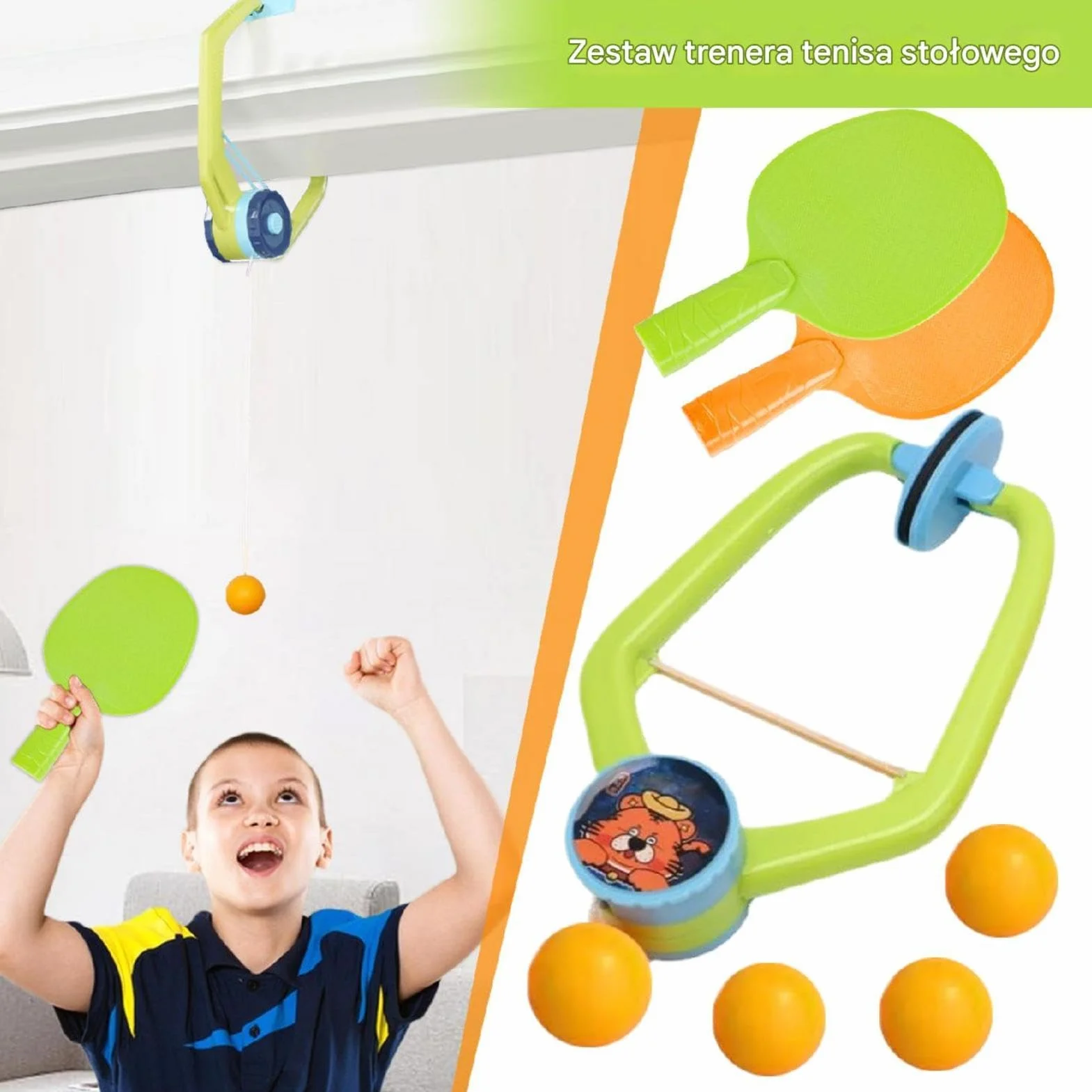Portable Table Tennis Trainer Adjustable Doorway Design for Kids Home School