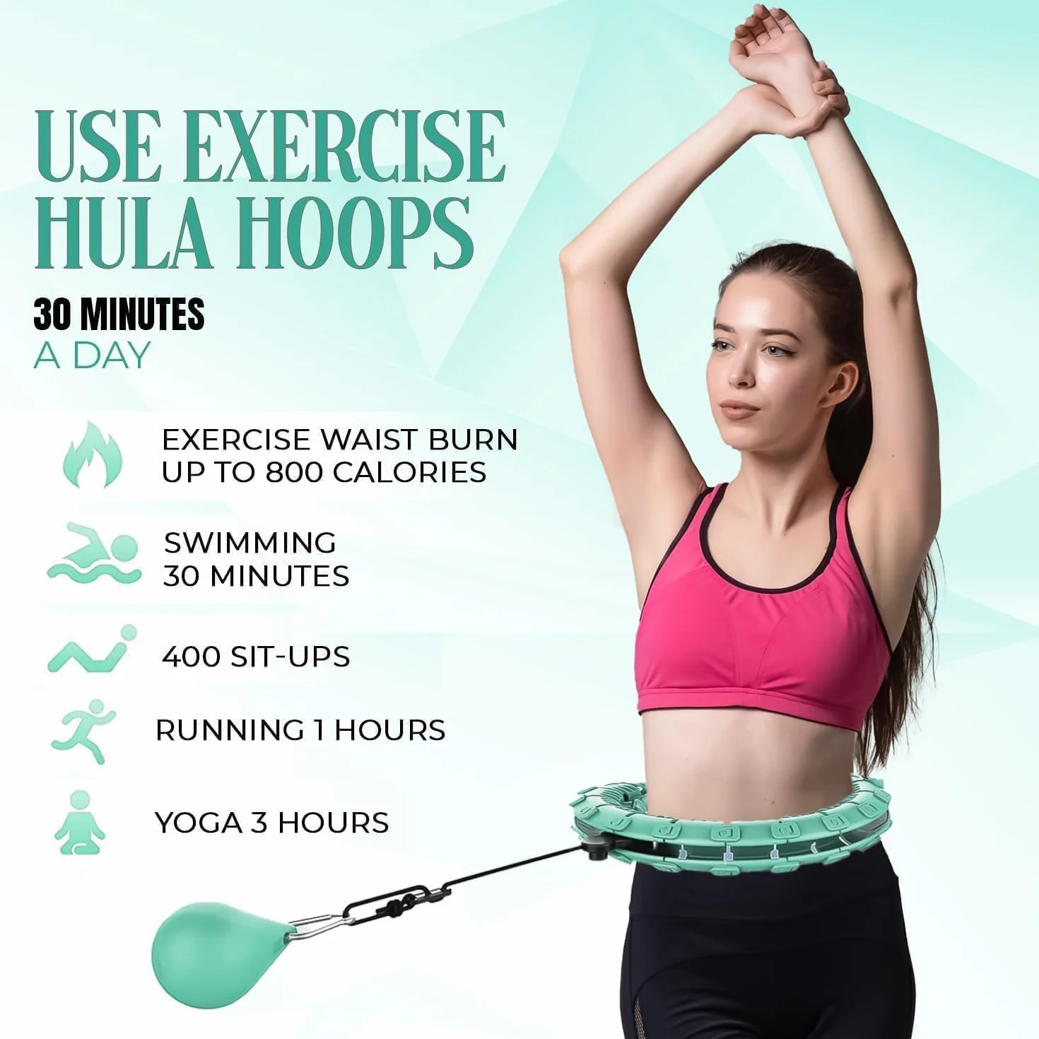 K-MART Inteligentny obciążony hula hop, regulowany trening fitness obciążony hula hop - 27 zdejmowanych węzłów/ogniw