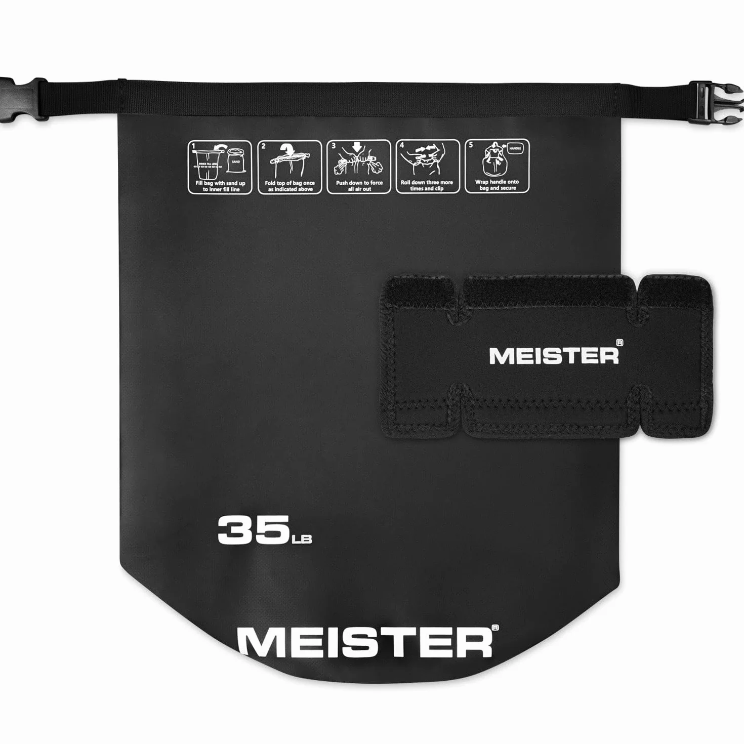 Meister BEAST przenośny kettlebell piaskowy, miękki worek na piasek, waga 15,9 kg, czarny